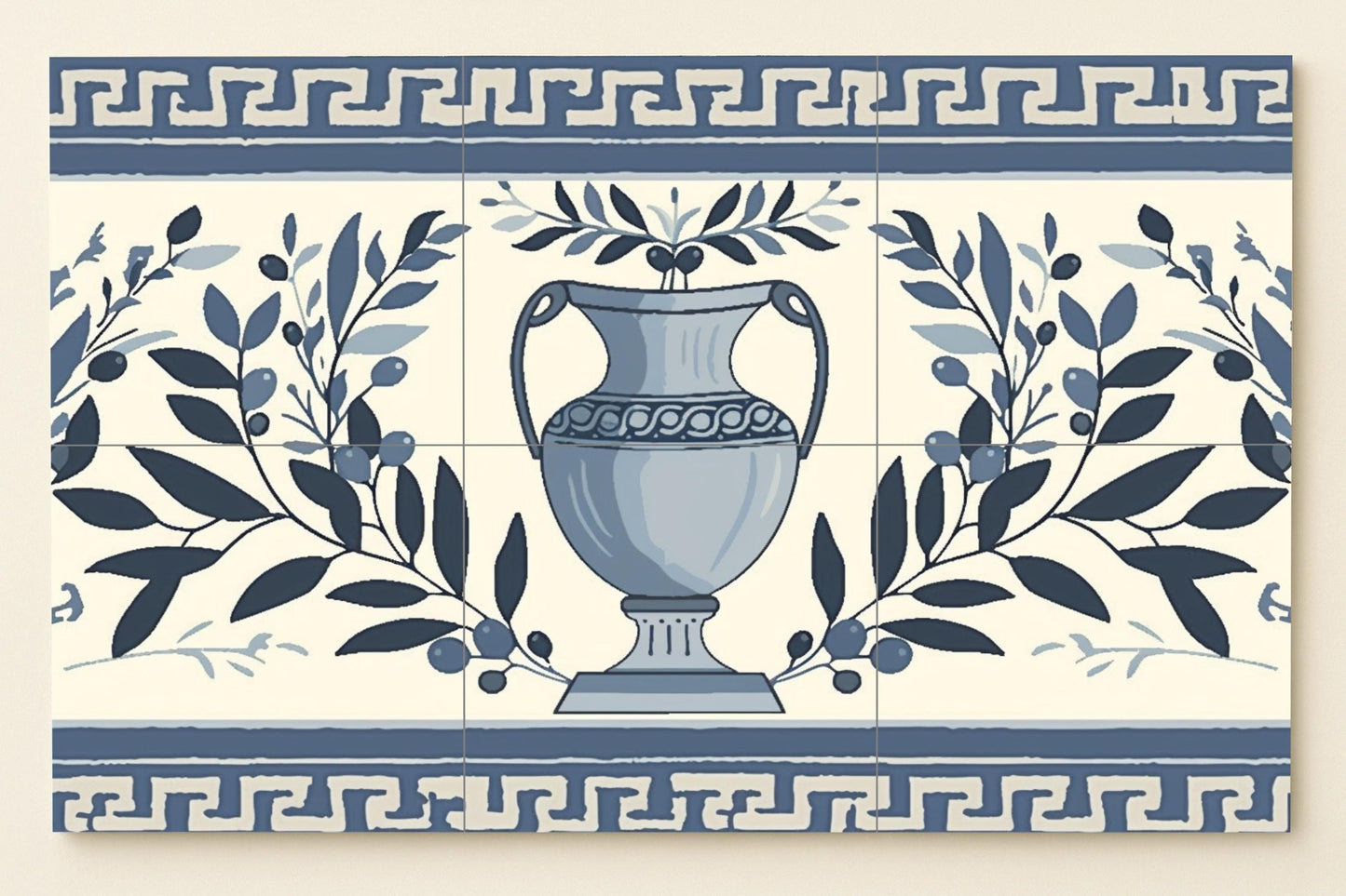 With Vase of aceitunas Greek — Flowers & Landscape Art · Ceramic Tile Mural