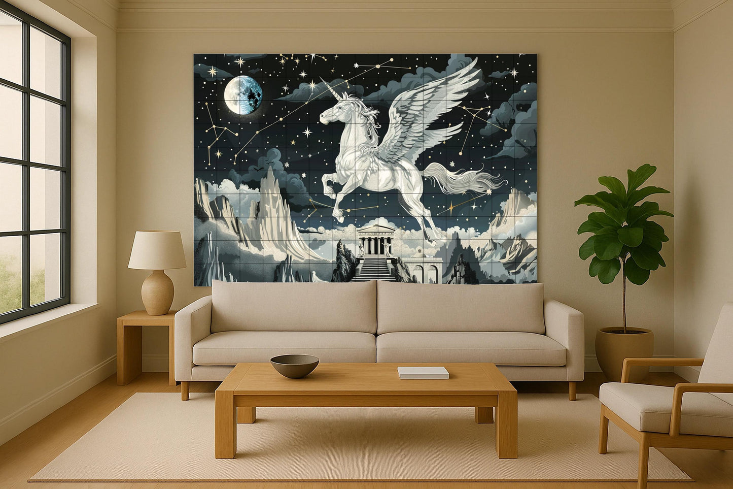 Pegaso mítico · Keramik-Wandbild — Mythologische Wandkunst