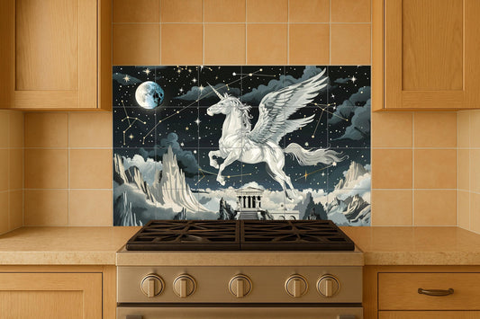 Pegaso mítico — Ancient Legend Décor · Ceramic Tile Mural