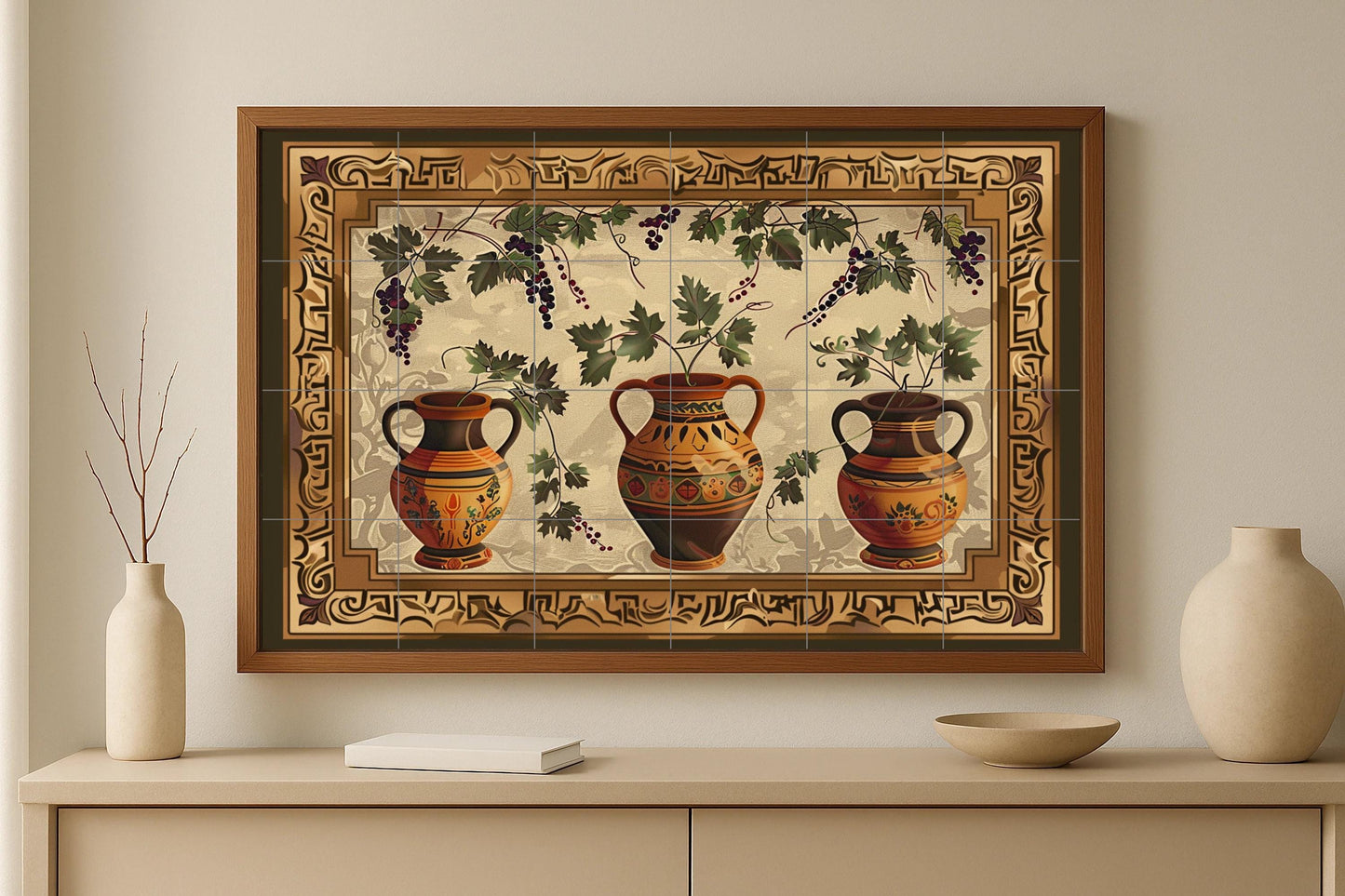 Ánfora mediterránea · Fresque Céramique — Décor Mural Culinaire