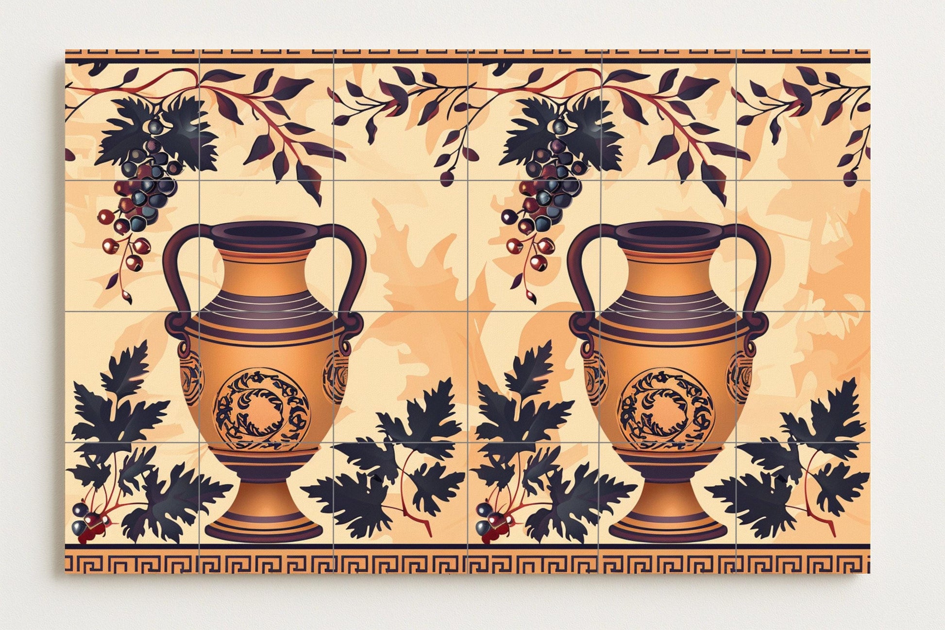 Mural de azulejos de ánfora griega