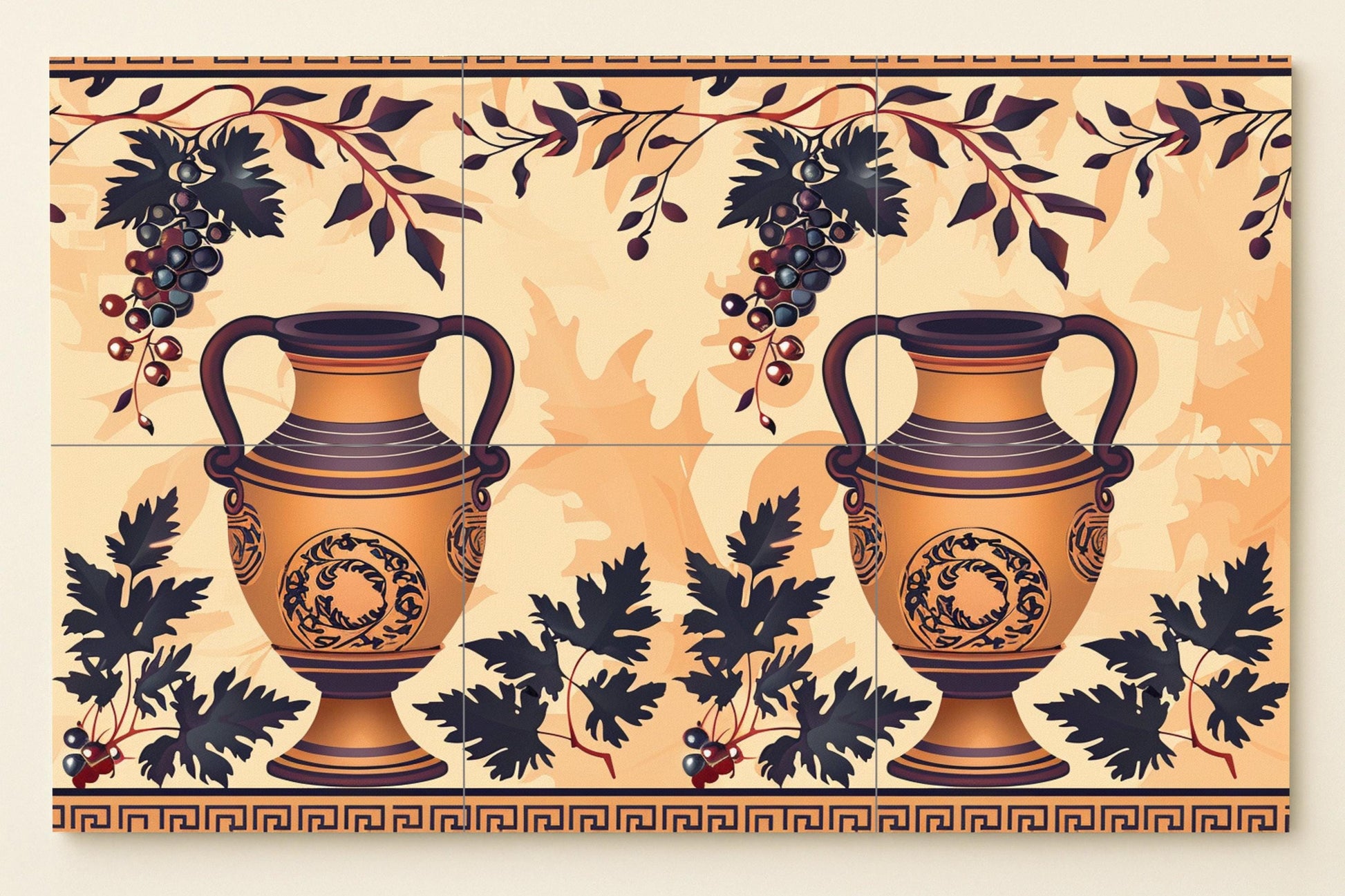 Mural de azulejos de ánfora griega