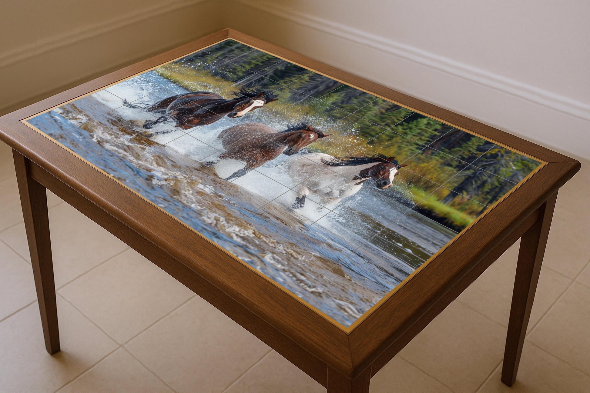 Ceramic Tile Mural: Horses salvajes — Flowers & Landscape Art