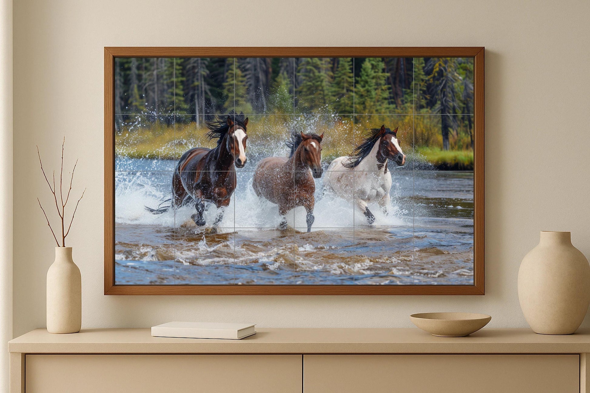 Ceramic Tile Mural: Horses salvajes — Flowers & Landscape Art