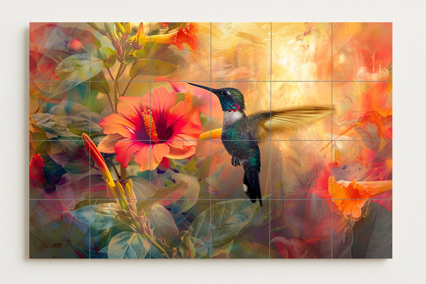Ceramic Tile Mural: With Flowers of colibrí — Botanical Landscape