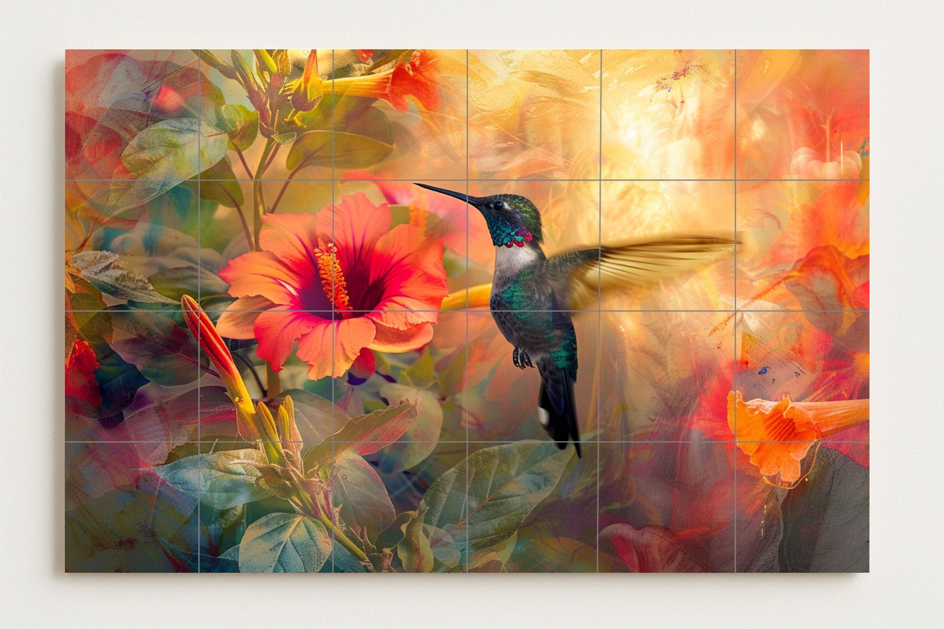 Ceramic Tile Mural: With Flowers of colibrí — Botanical Landscape