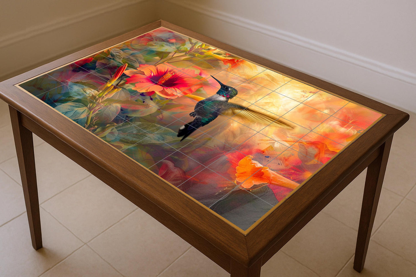 Ceramic Tile Mural: With Flowers of colibrí — Botanical Landscape