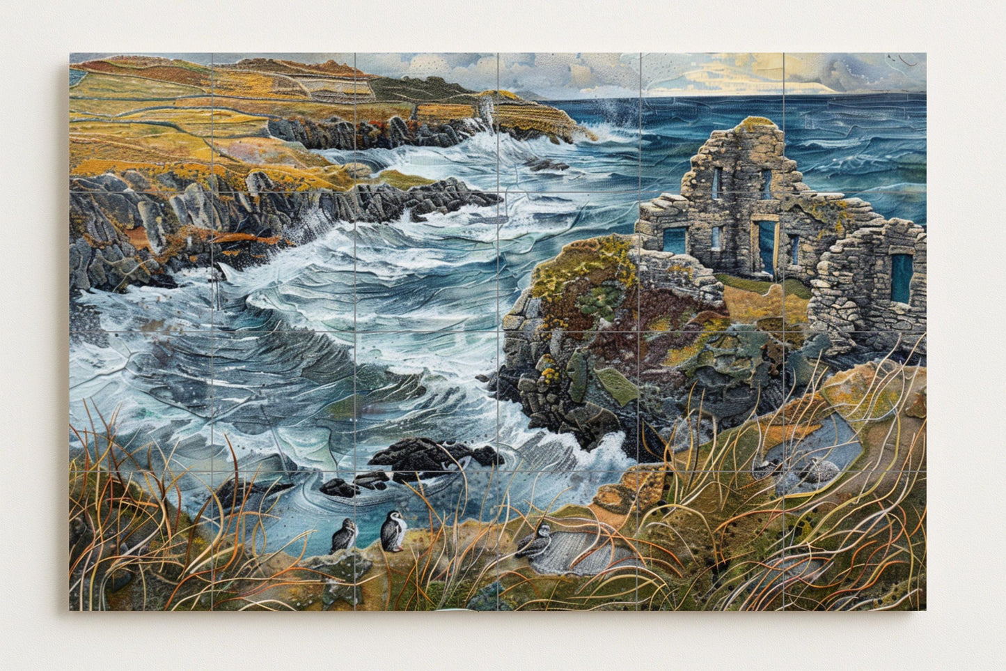 Mural de azulejos de la costa irlandesa