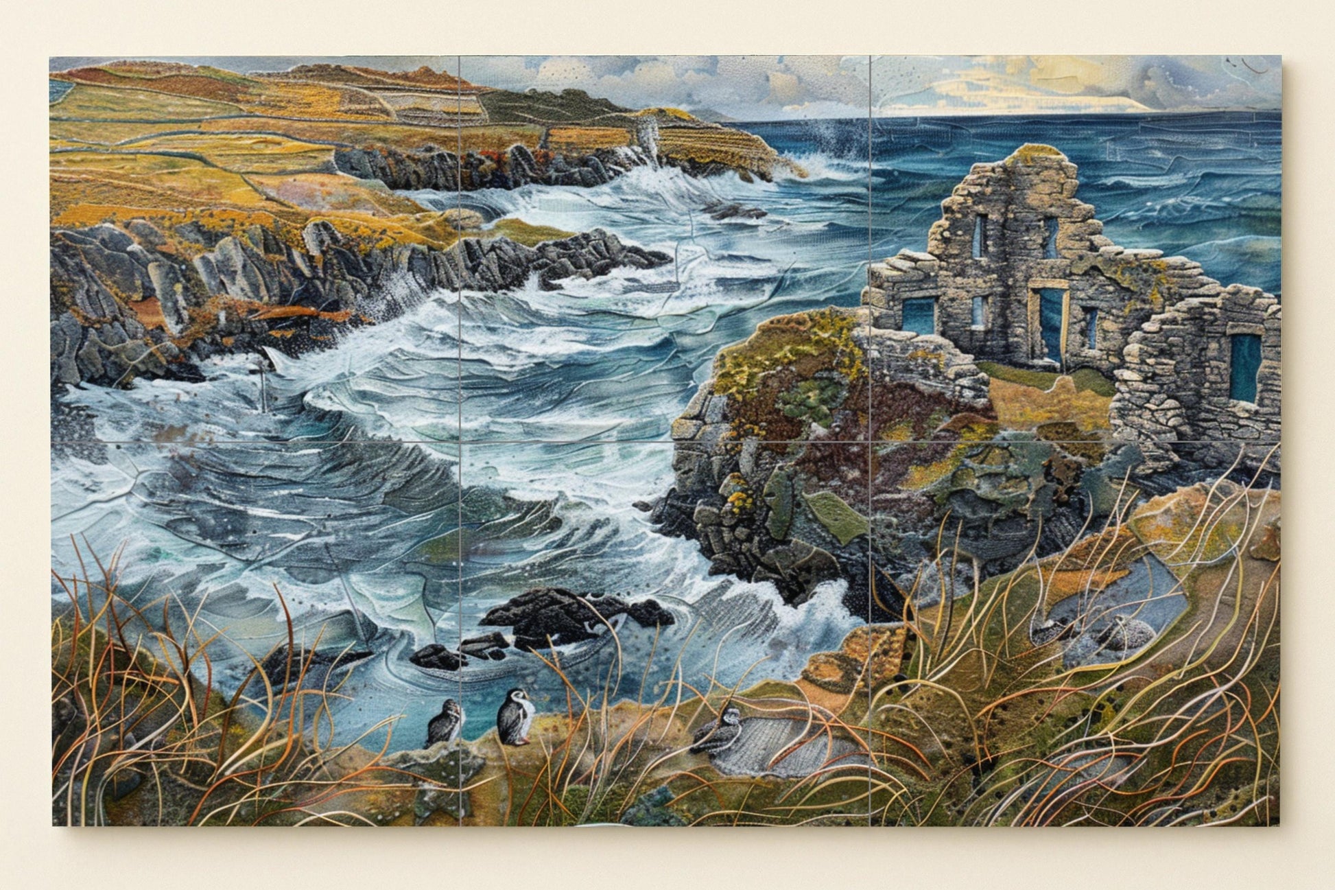 Mural de azulejos de la costa irlandesa