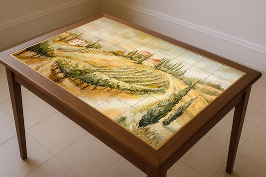 Ceramic Tile Mural: Vineyards of the Tuscany — Culinary Wall Décor