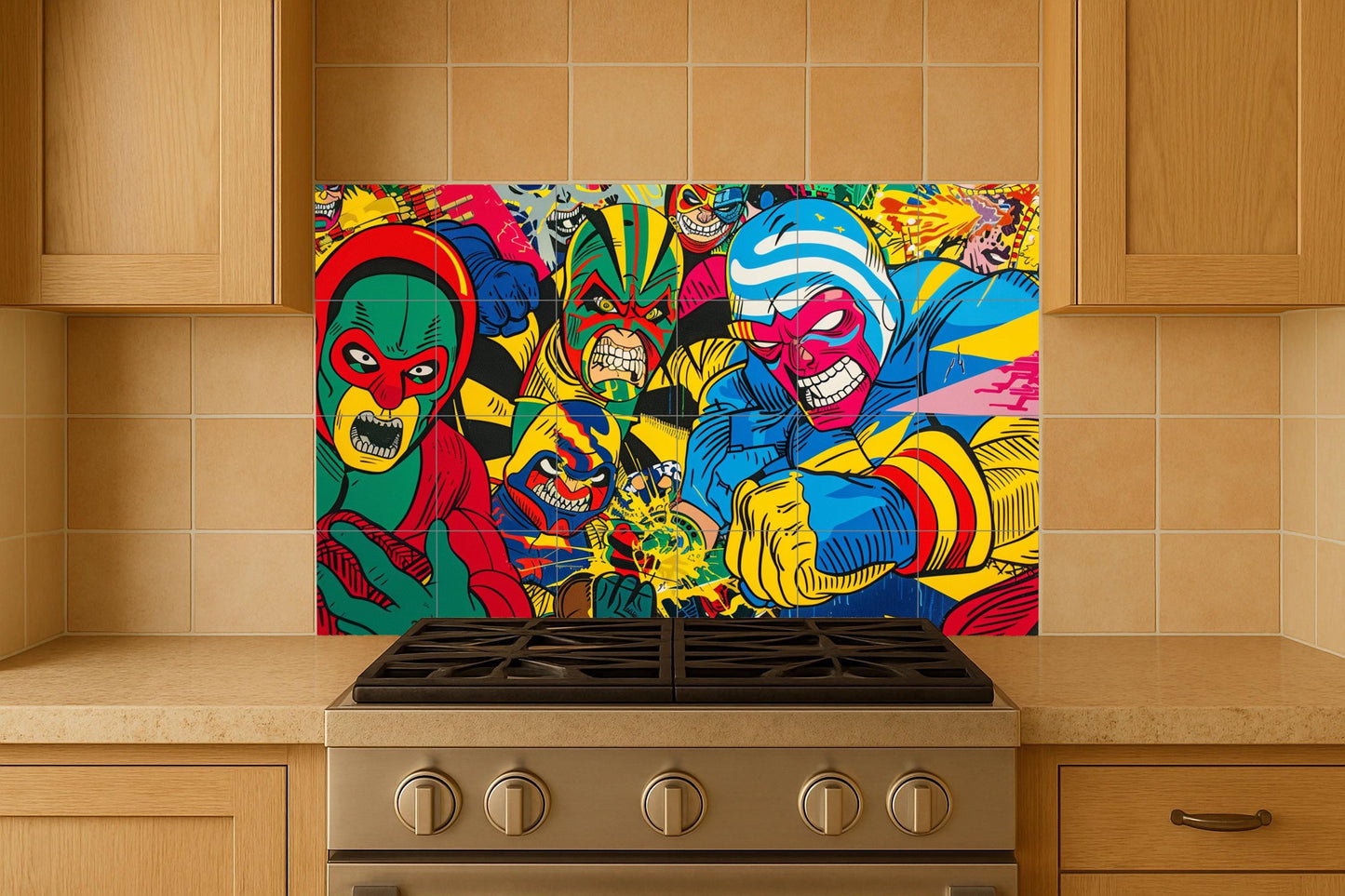 Lucha libre — Fresque Murale en Carreaux de Céramique · Décor d'Art Populaire