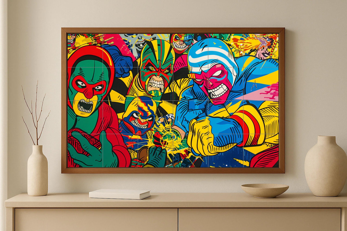 Lucha libre — Fresque Murale en Carreaux de Céramique · Décor d'Art Populaire
