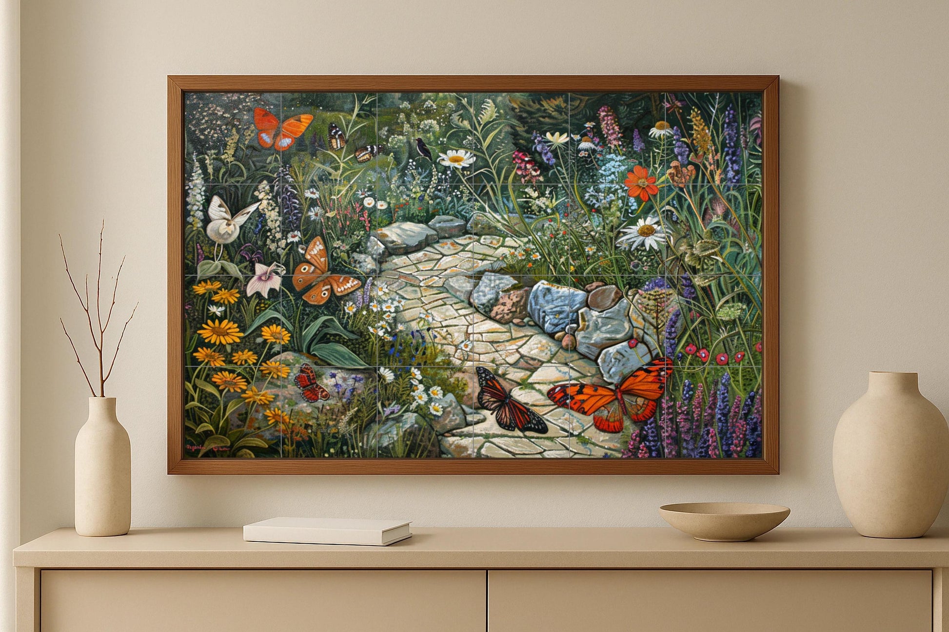 Garden of mariposas — Botanical Landscape · Ceramic Tile Mural