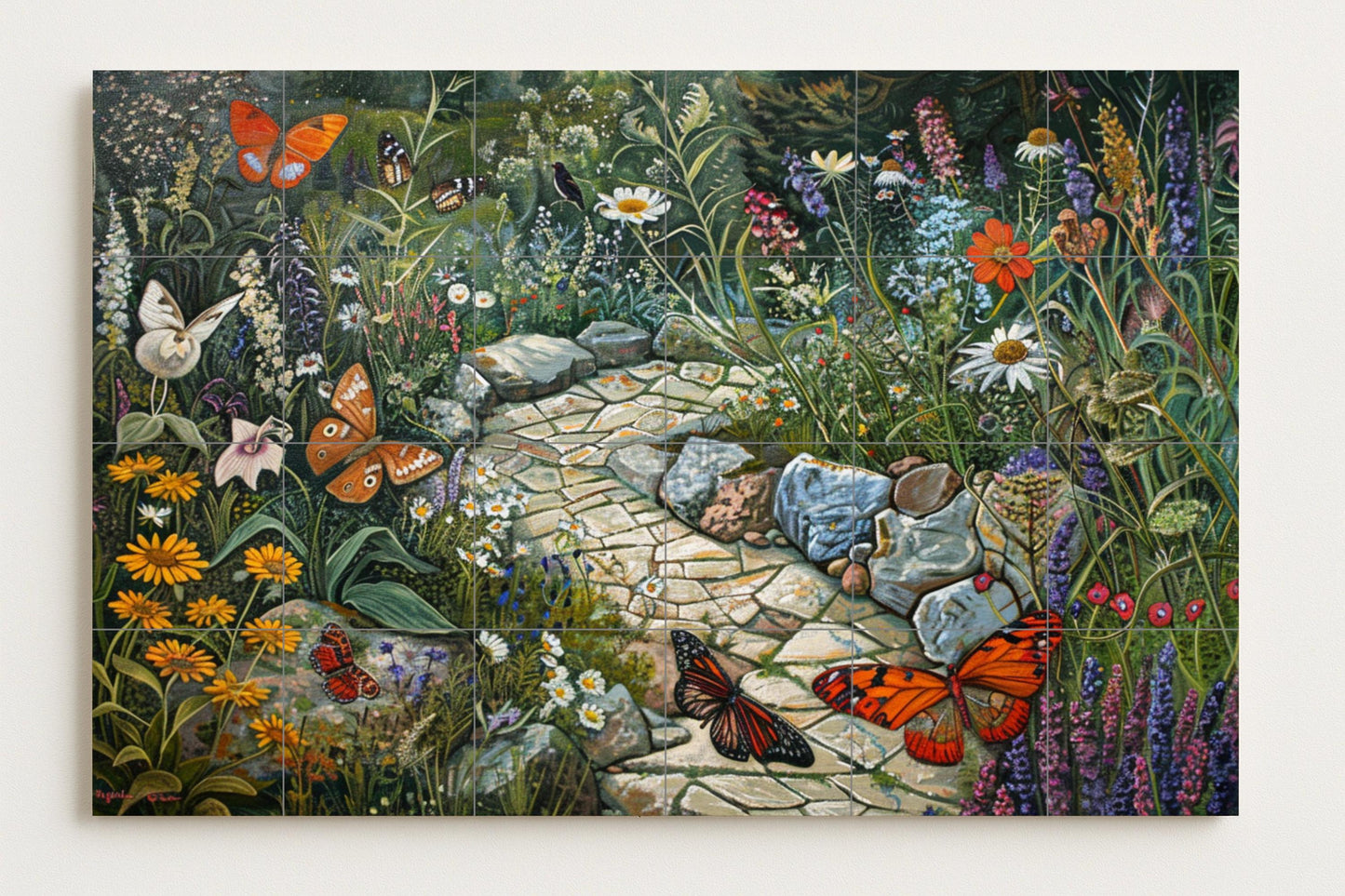 Garden of mariposas — Botanical Landscape · Ceramic Tile Mural