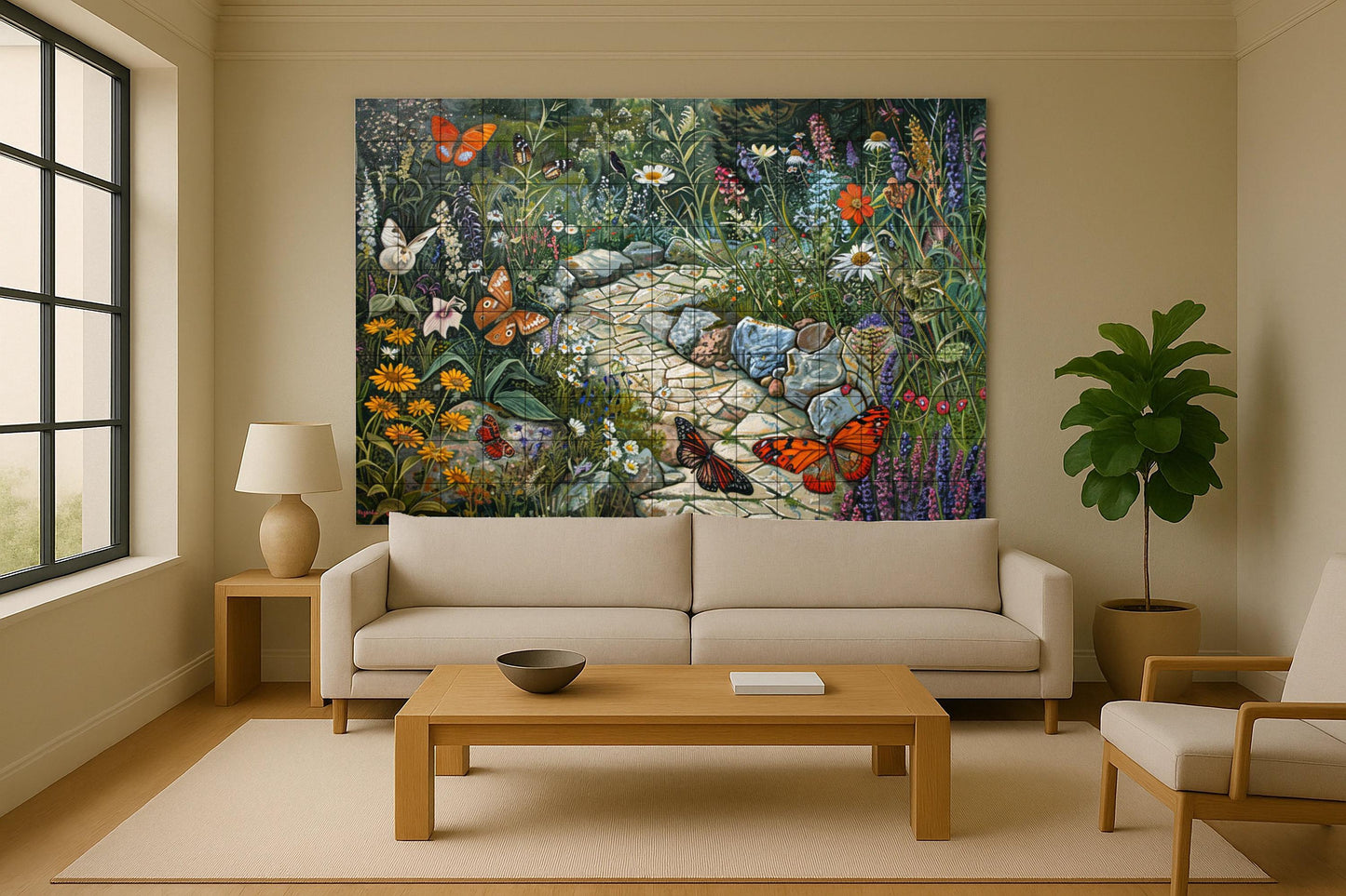Garden of mariposas — Botanical Landscape · Ceramic Tile Mural