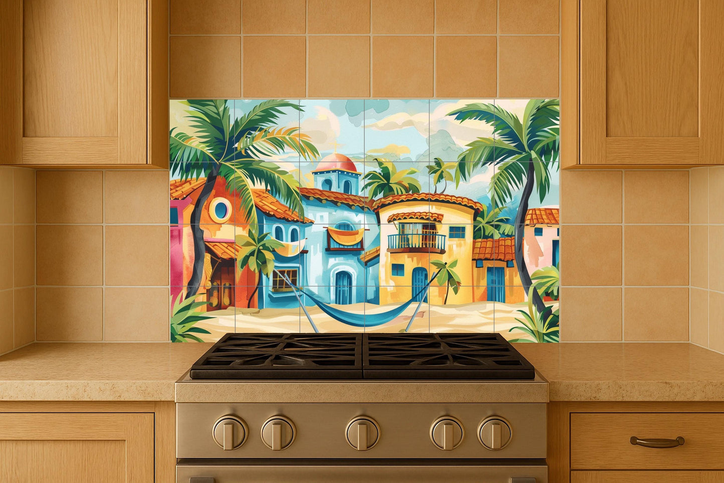 Strand caribeña — Fliesen-Wandbild aus Keramik · Meer & Küstenkunst