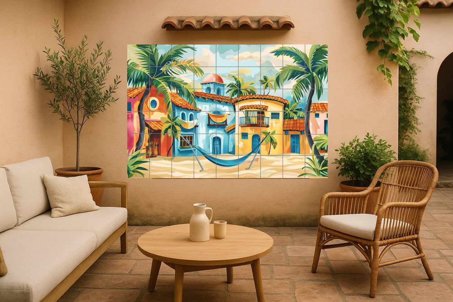 Strand caribeña — Fliesen-Wandbild aus Keramik · Meer & Küstenkunst