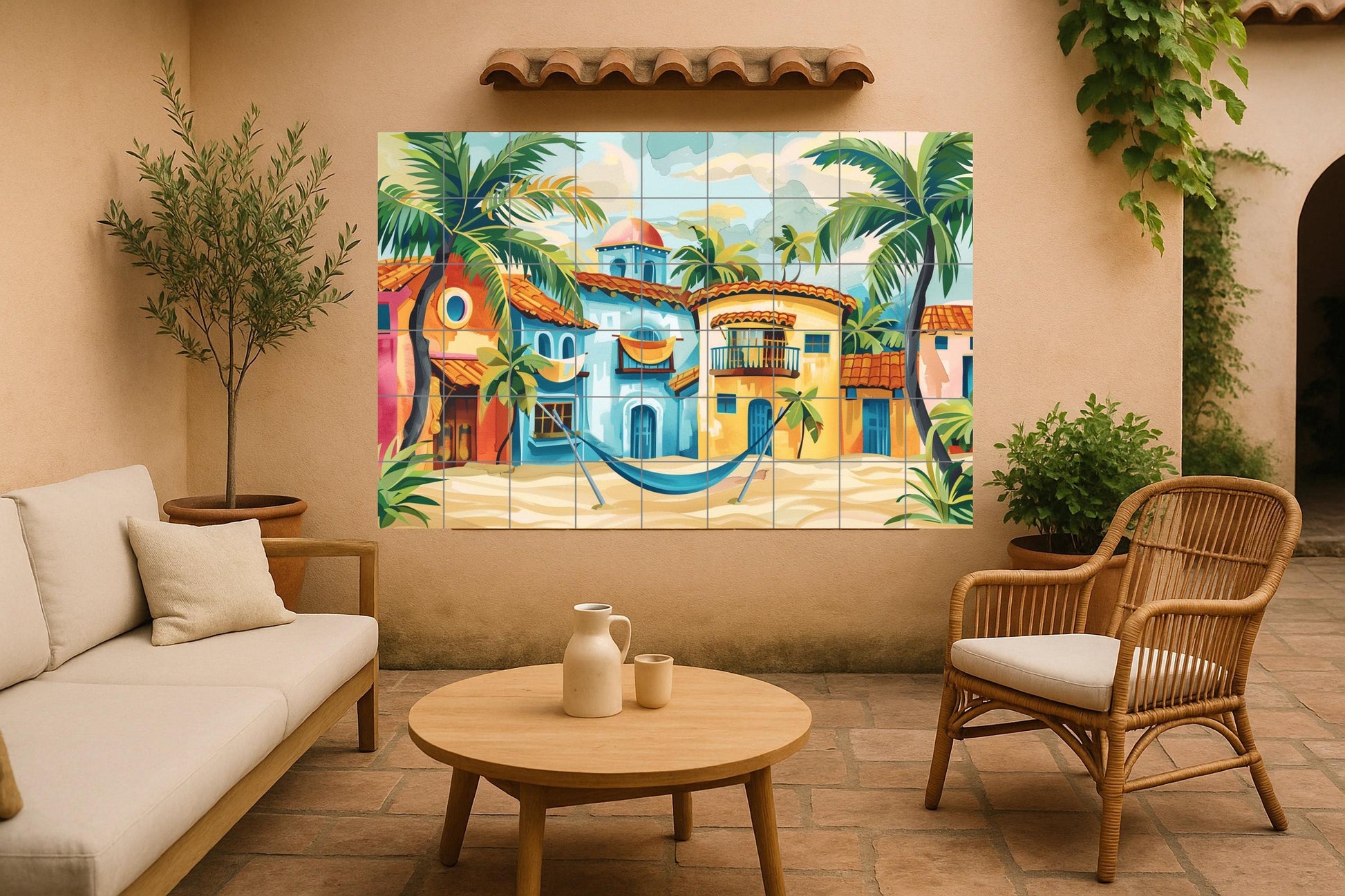 Strand caribeña — Fliesen-Wandbild aus Keramik · Meer & Küstenkunst