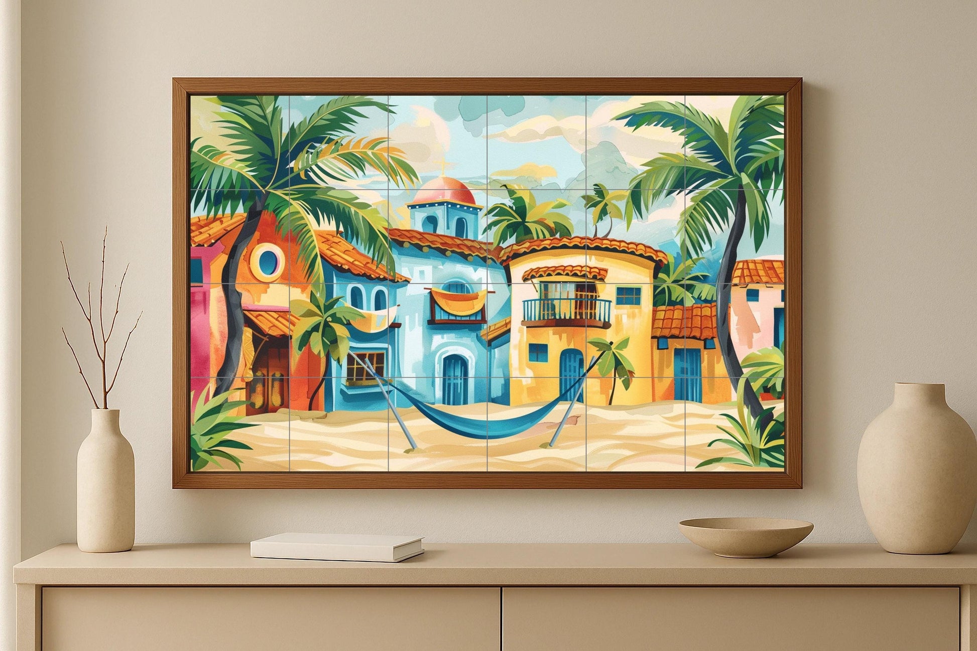 Strand caribeña — Fliesen-Wandbild aus Keramik · Meer & Küstenkunst