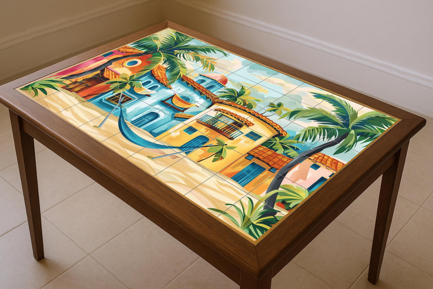 Strand caribeña — Fliesen-Wandbild aus Keramik · Meer & Küstenkunst