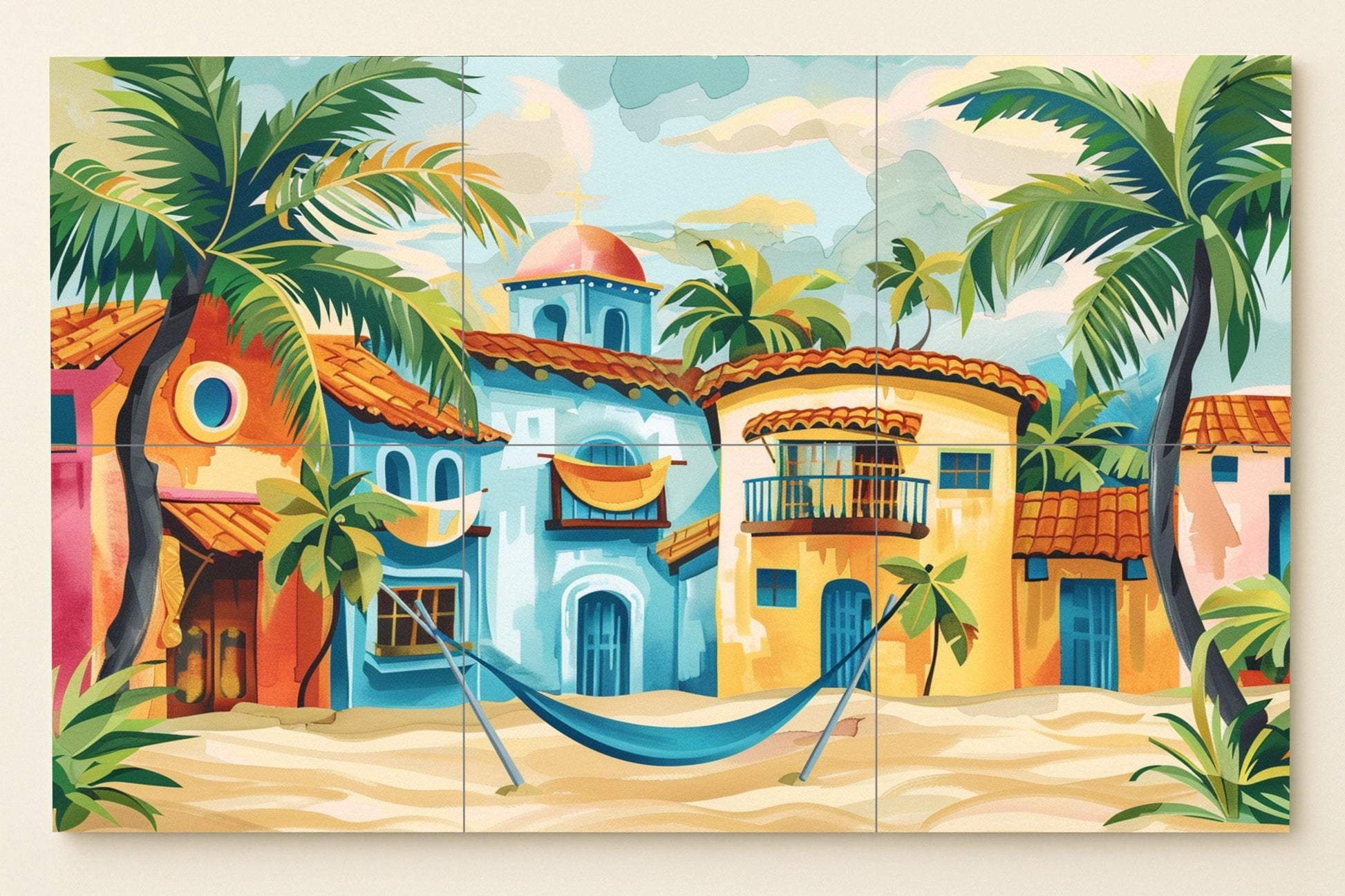 Strand caribeña — Fliesen-Wandbild aus Keramik · Meer & Küstenkunst