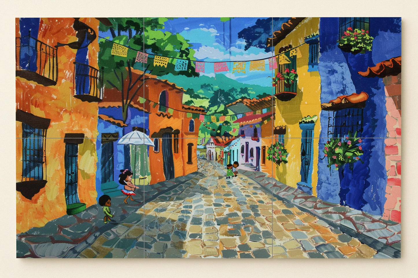 Mural de azulejos callejeros mexicanos