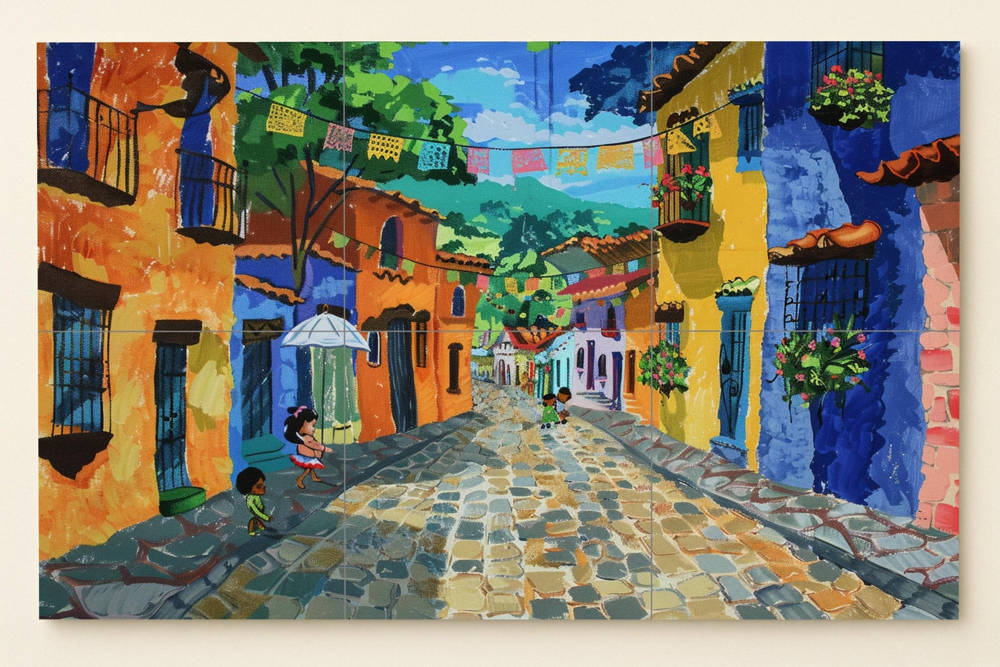 Mural de azulejos callejeros mexicanos