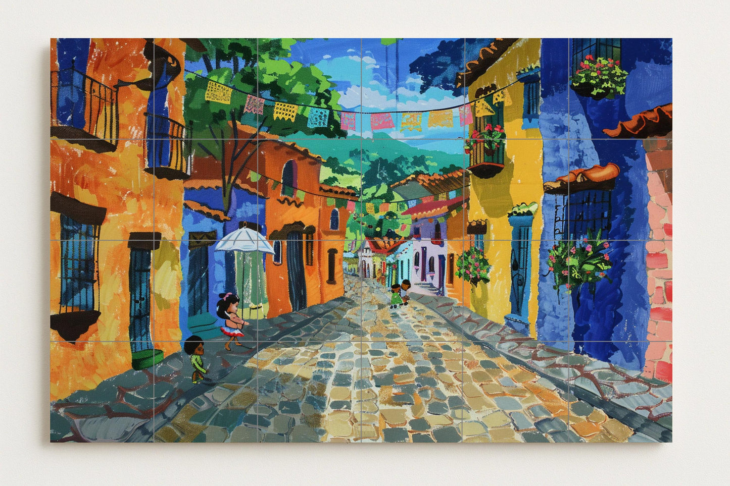 Mural de azulejos callejeros mexicanos