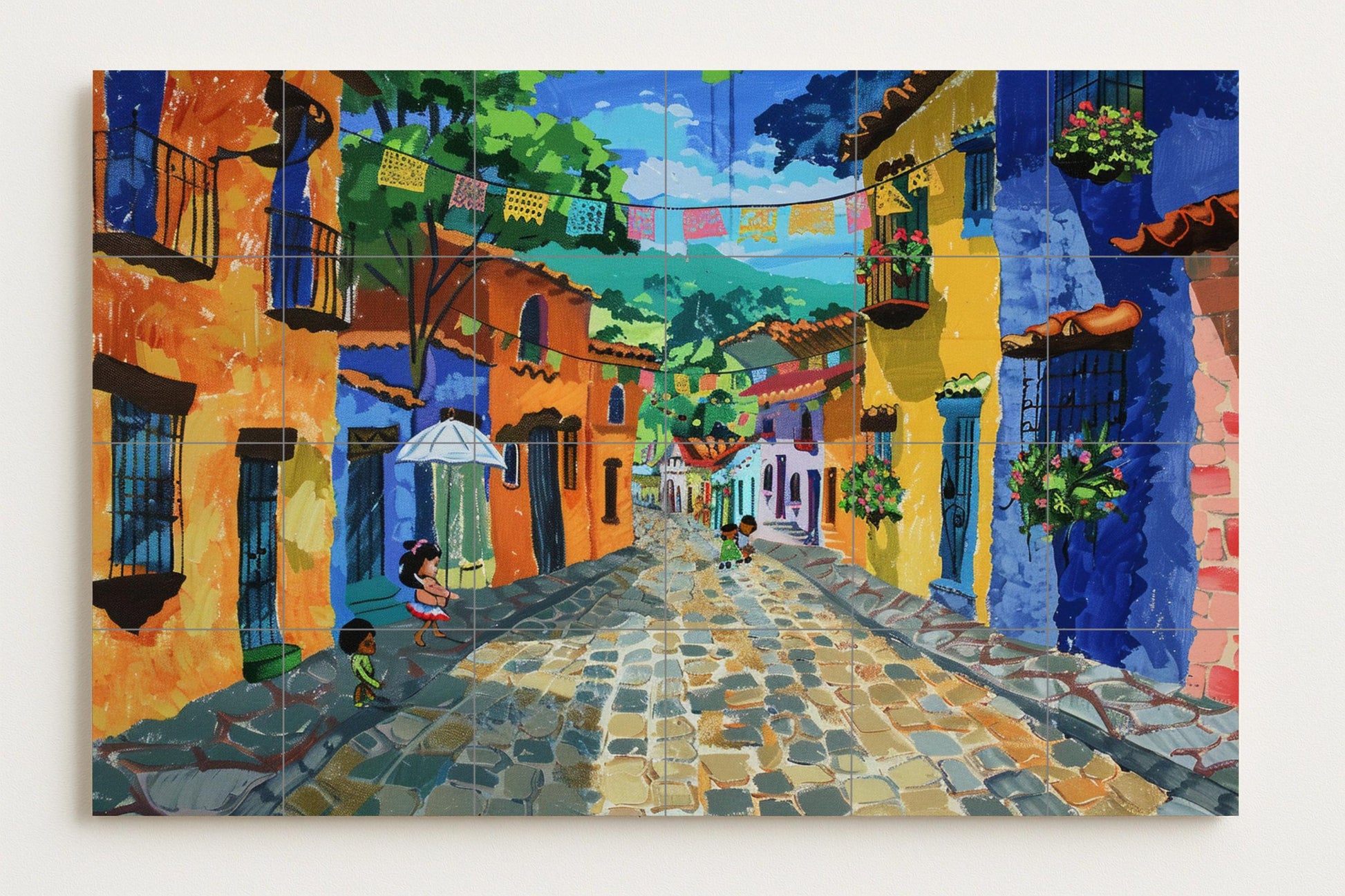 Mural de azulejos callejeros mexicanos