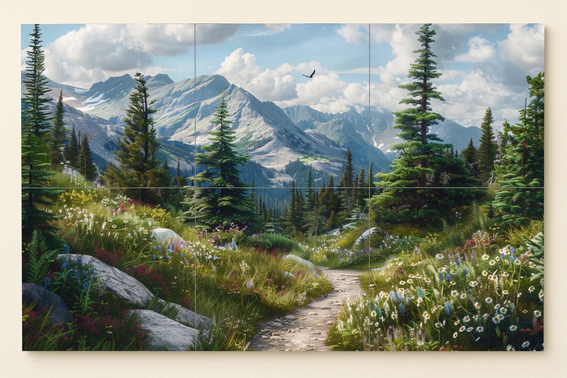 Con flores silvestres alpinas — Paesaggio Botanico, Arte da Parete in Ceramica