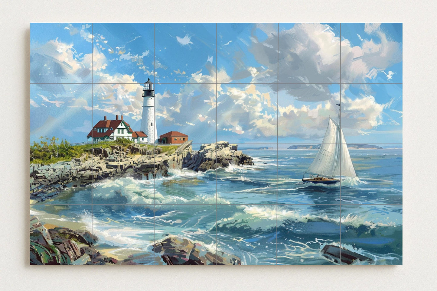 Con Faro Nautico — Arte di Mare e Costa, Arte da Parete in Ceramica