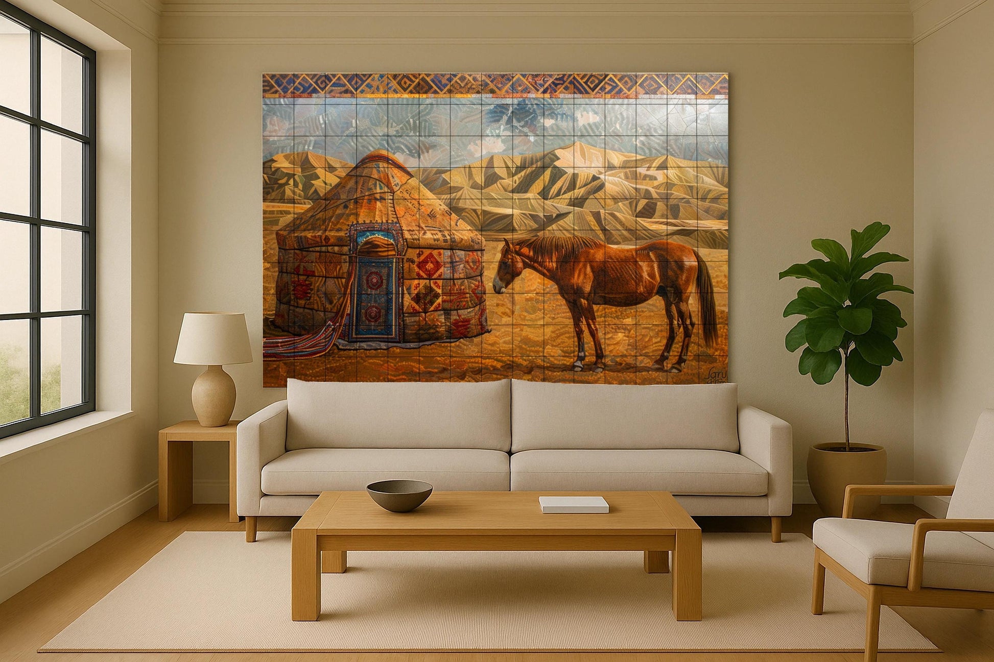 Pared de yurta nómada — Art Animalier en Carreaux, Art Mural en Céramique