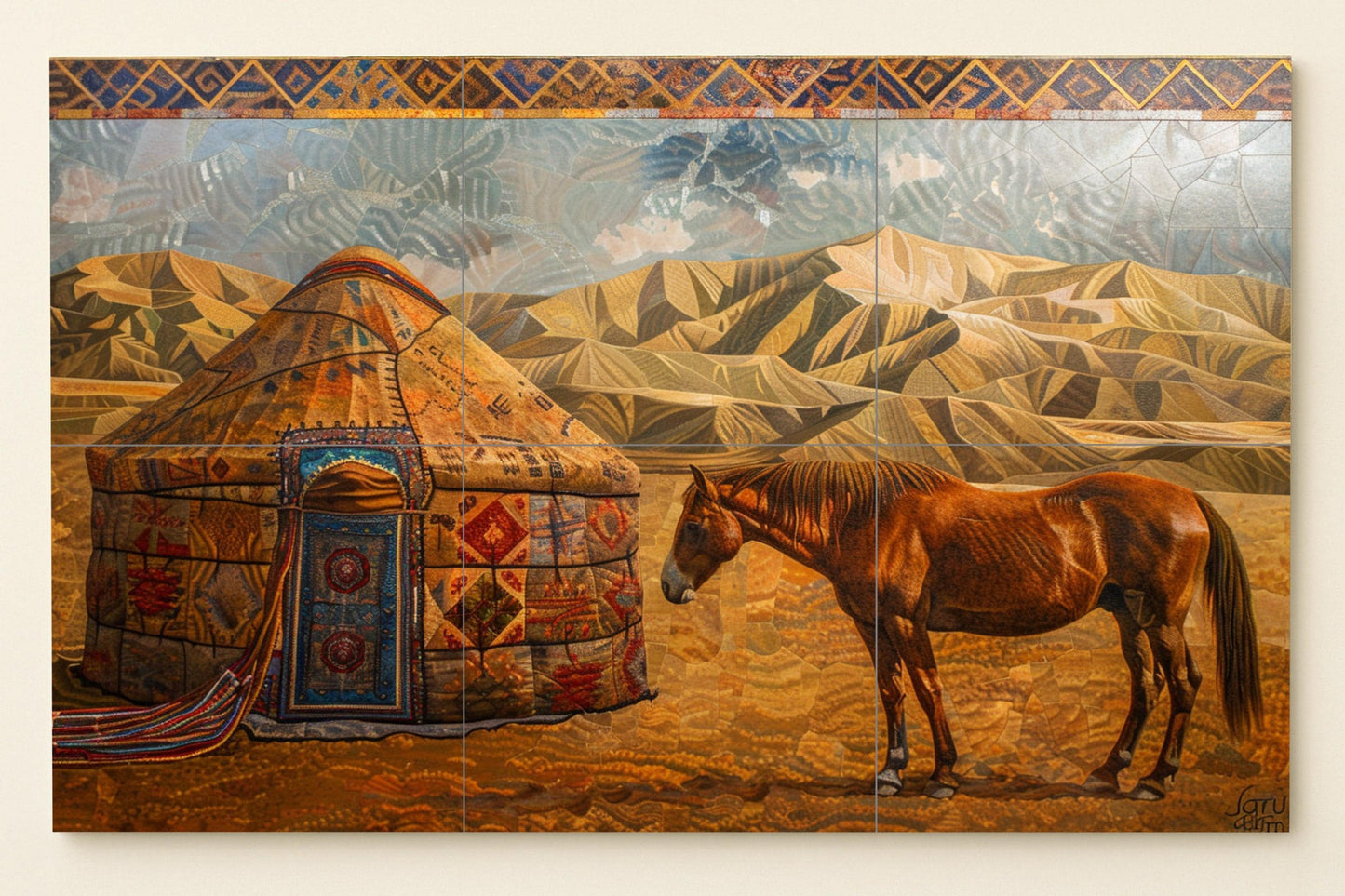 Pared de yurta nómada — Art Animalier en Carreaux, Art Mural en Céramique