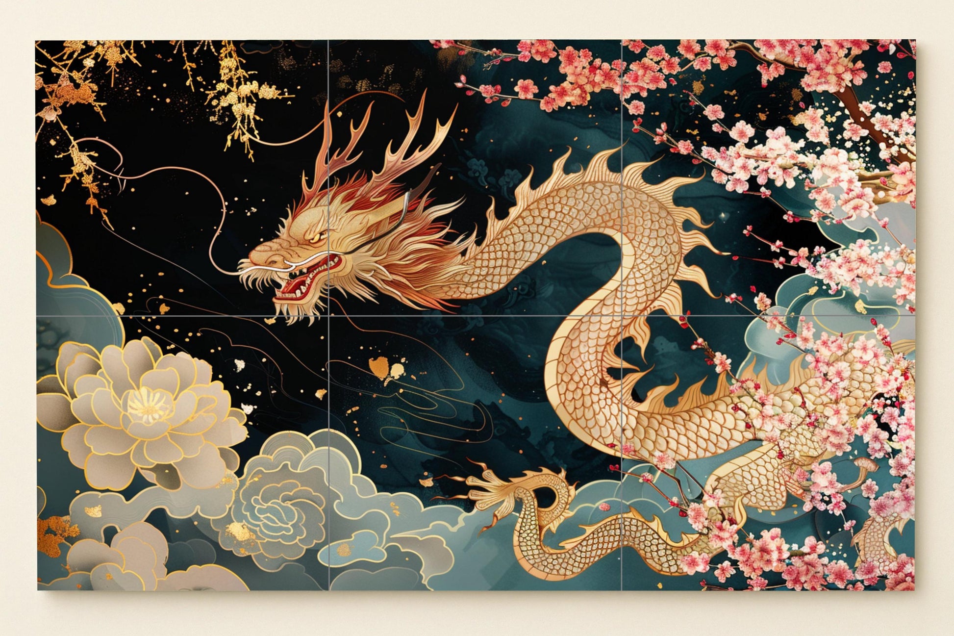 Dragon asiático — Légendes et Épopées, Art Mural en Céramique