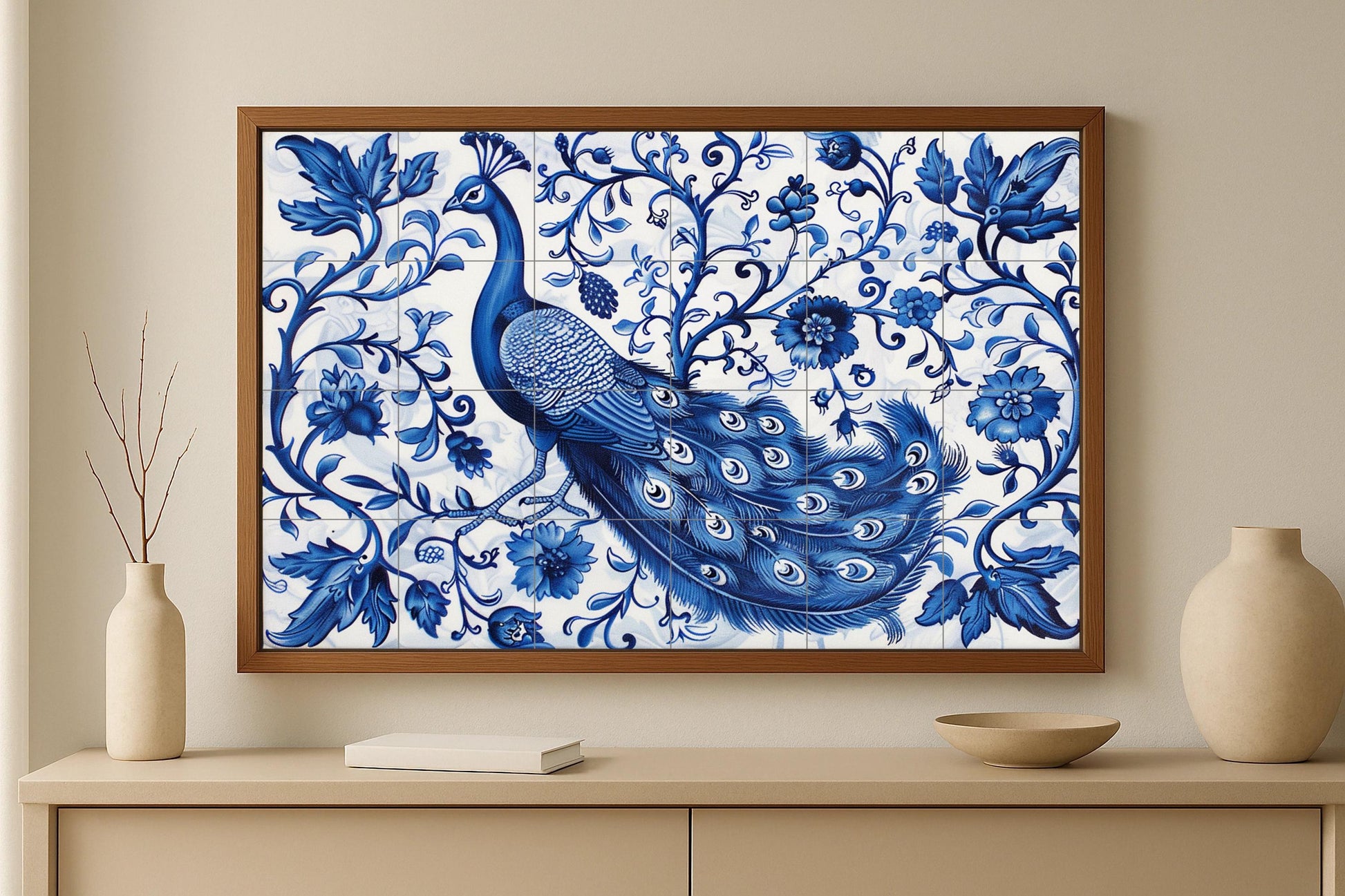 Azulejo mural de pavo real