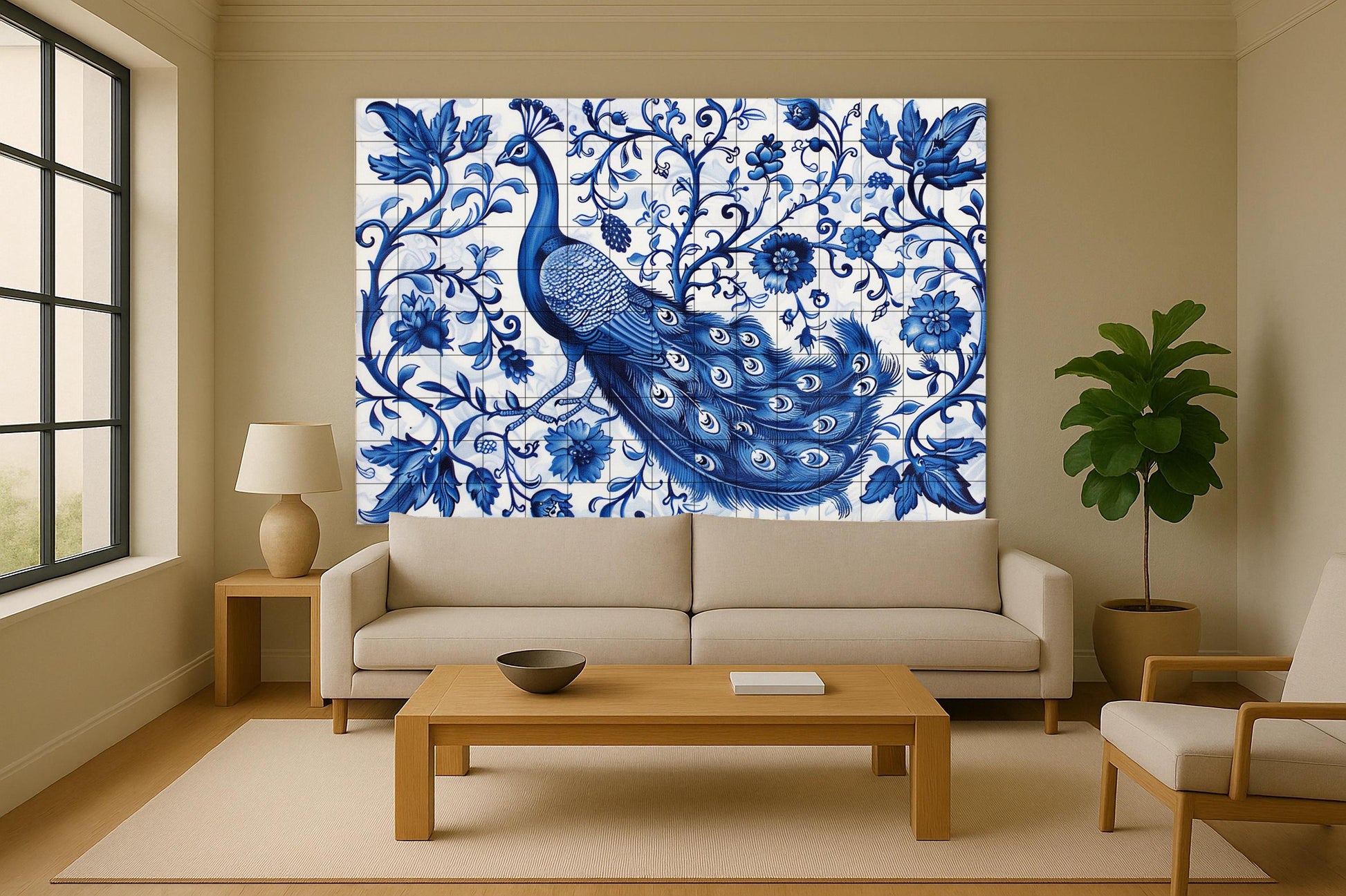 Azulejo mural de pavo real