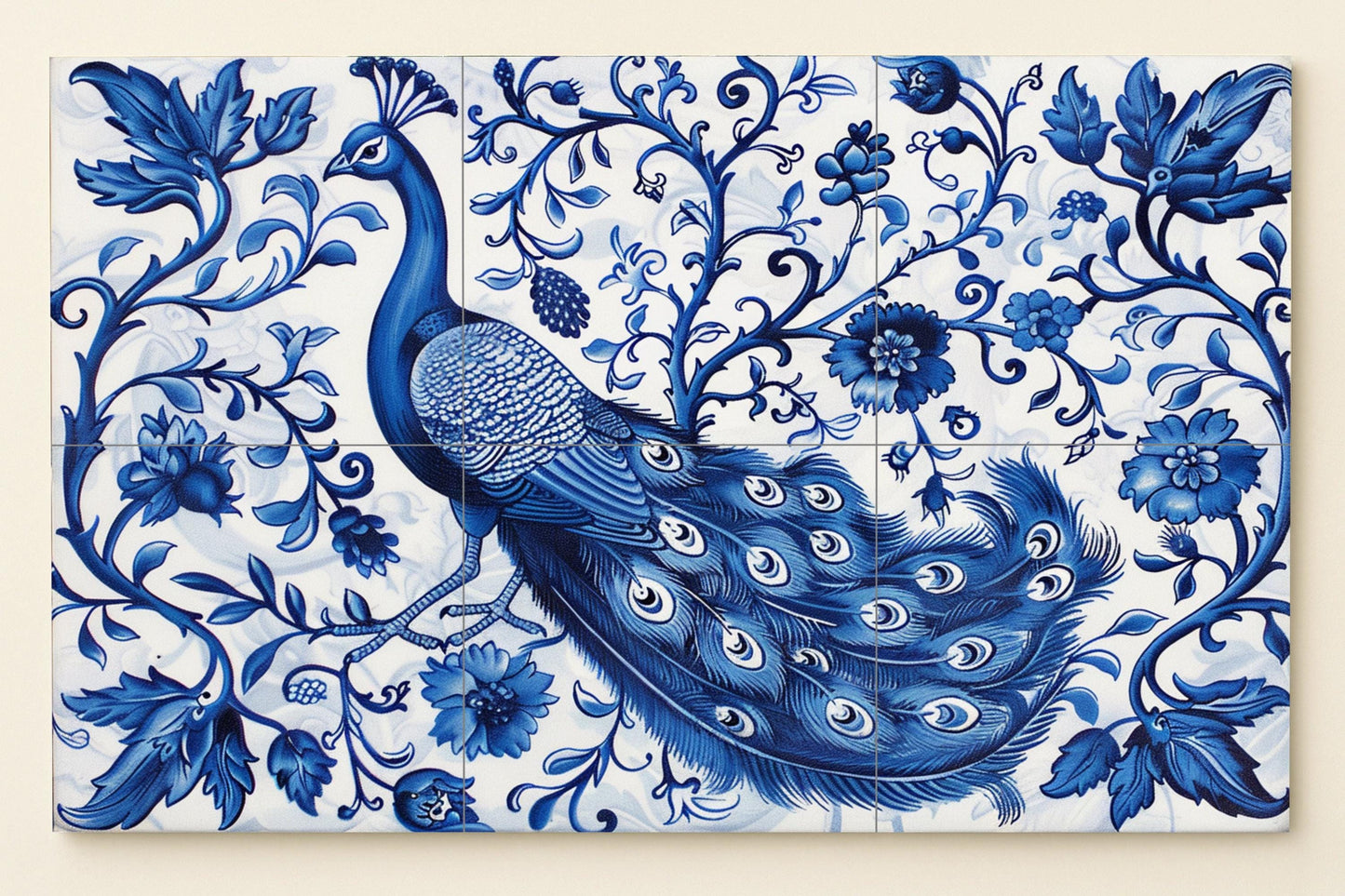 Azulejo mural de pavo real