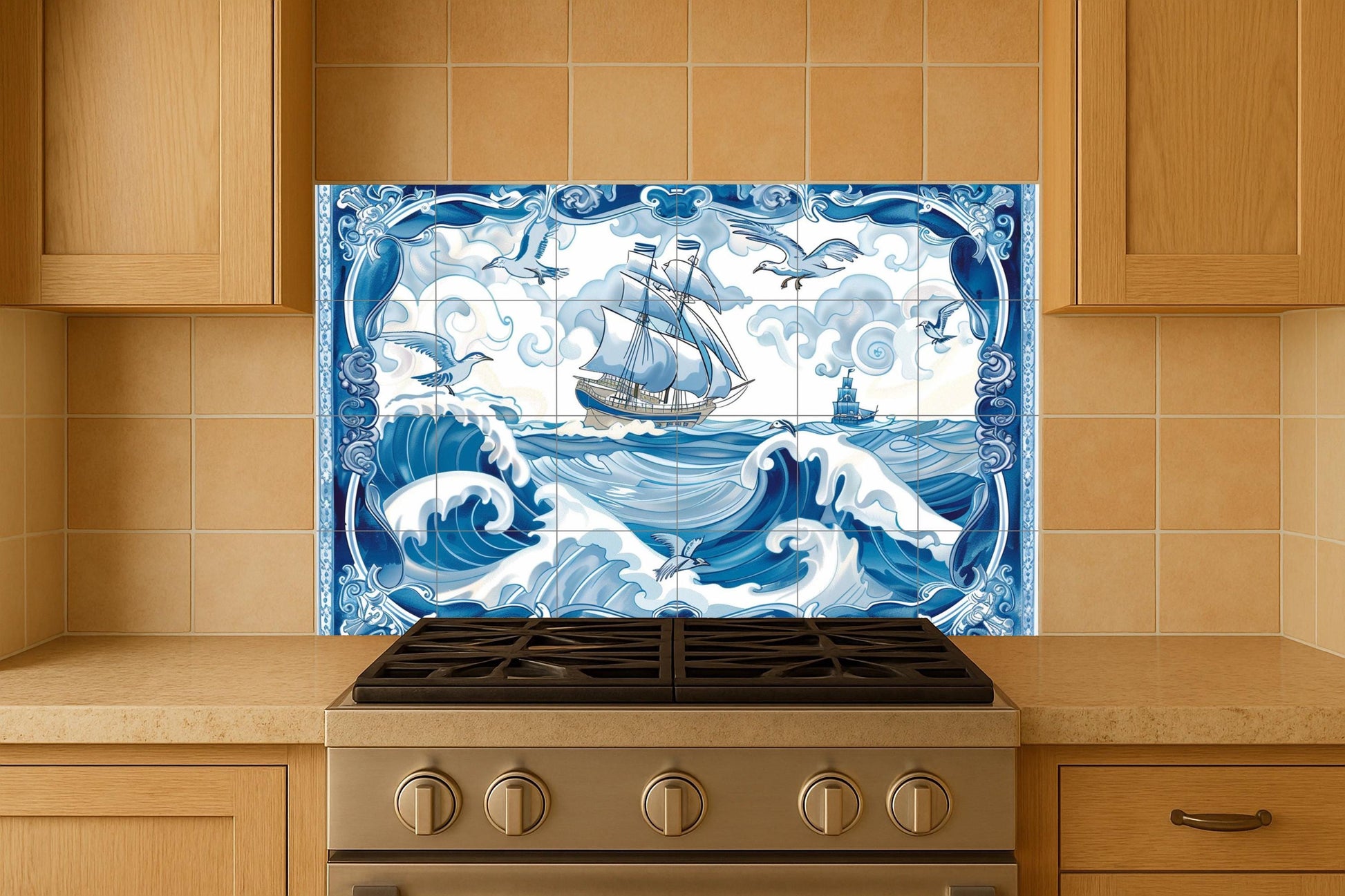 Sea of Delft · Ceramic Wall Mural — Nautical Wall Décor