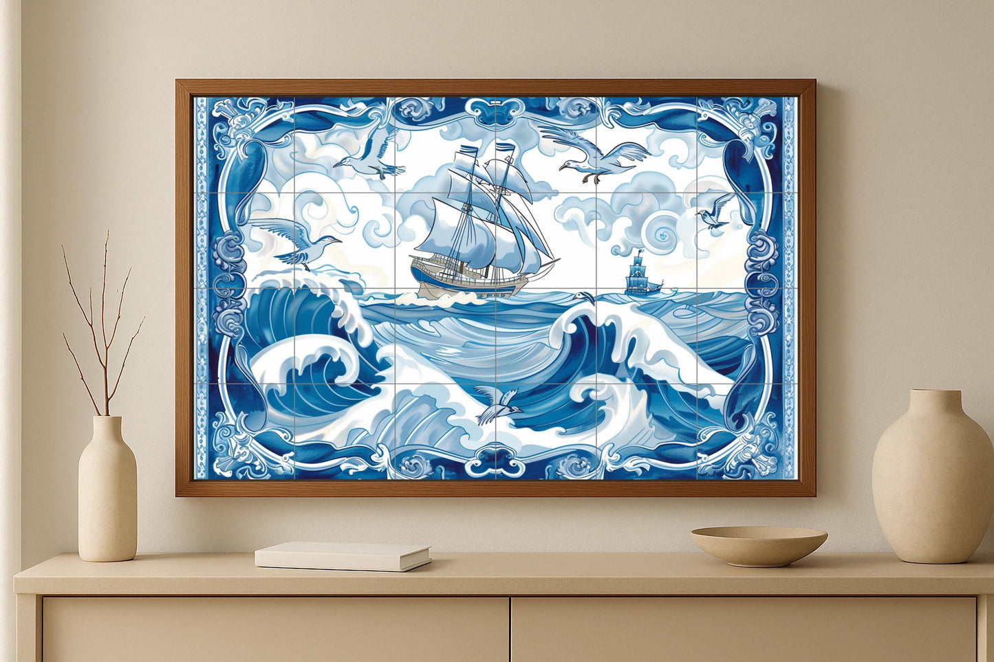 Sea of Delft · Ceramic Wall Mural — Nautical Wall Décor