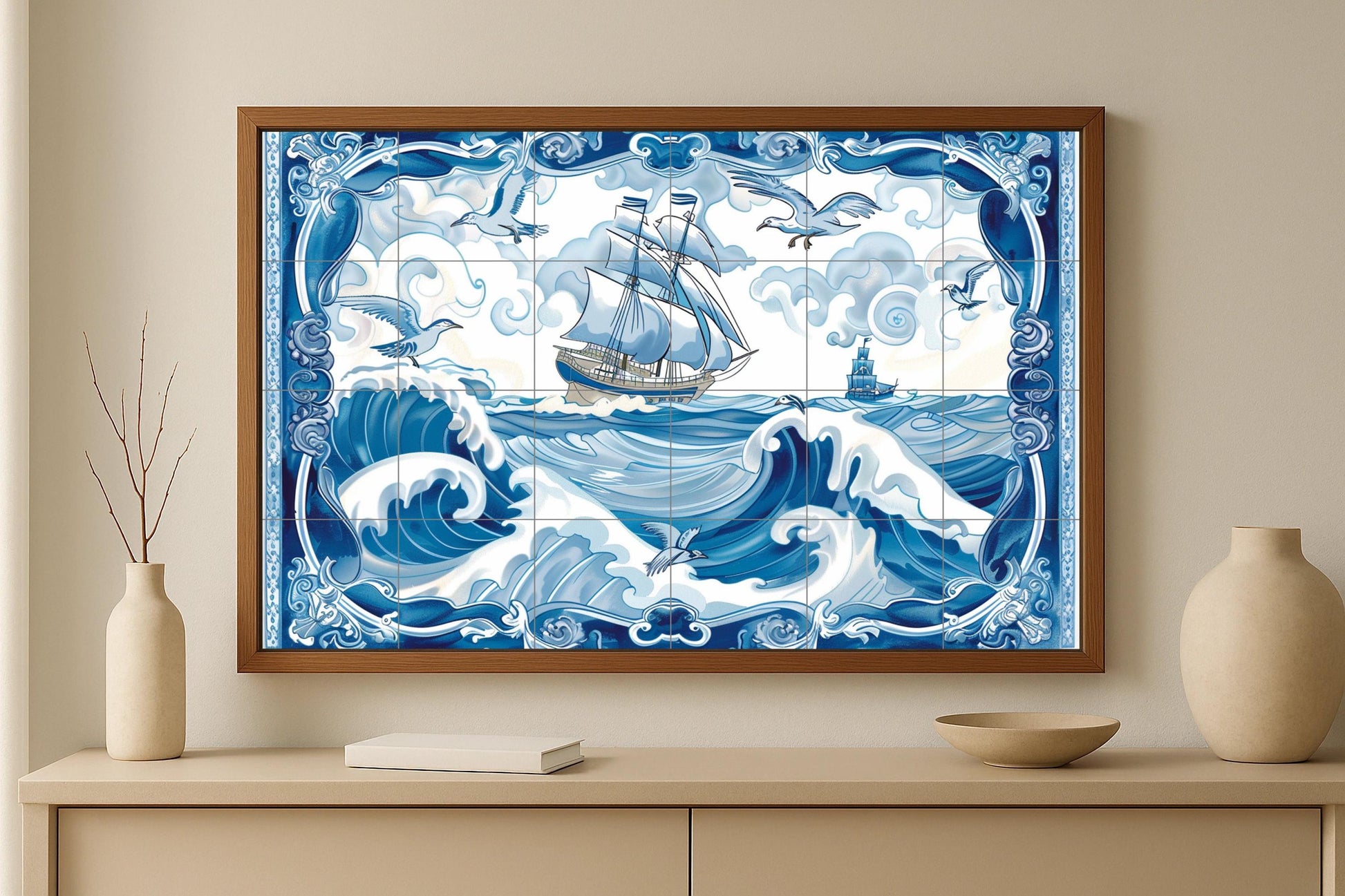 Sea of Delft · Ceramic Wall Mural — Nautical Wall Décor