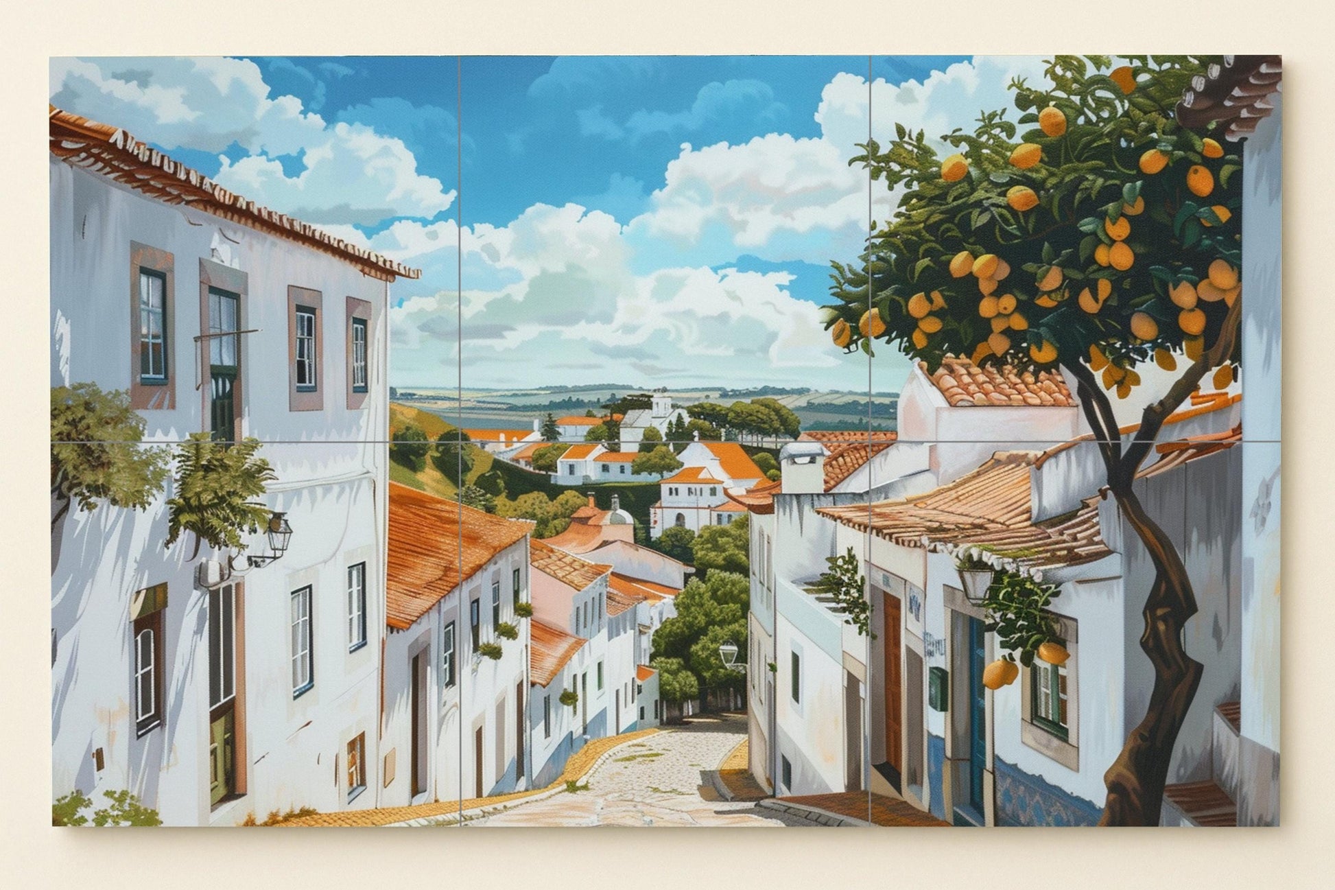 A Village Mediterranean · Ceramic Wall Mural — Kitchen & Country Scene