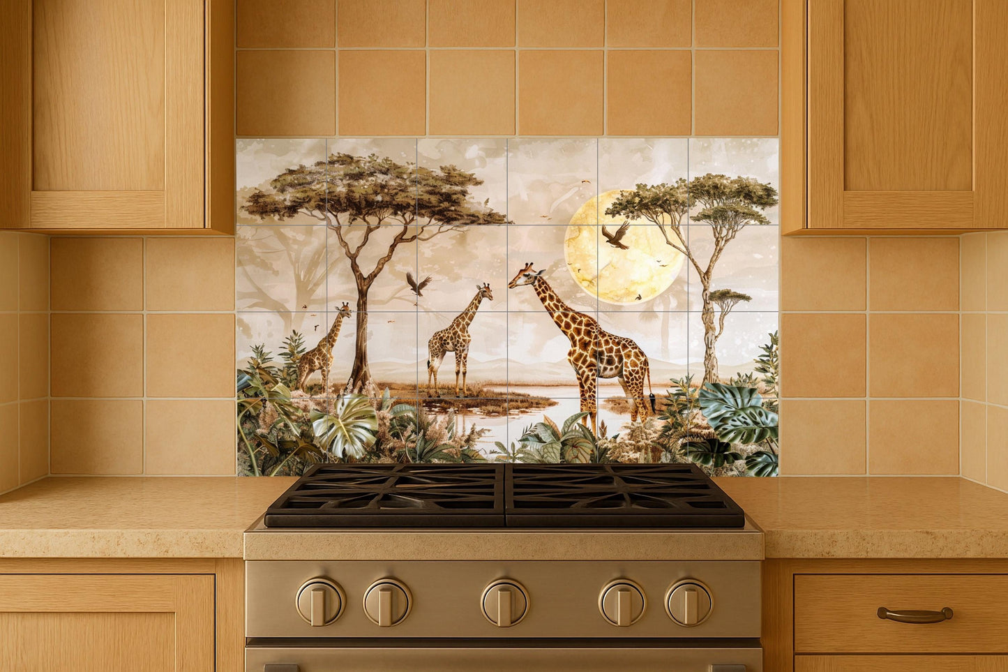 Fliesenbild Jirafas von sabana Golden — Garten- & Natur-Dekor