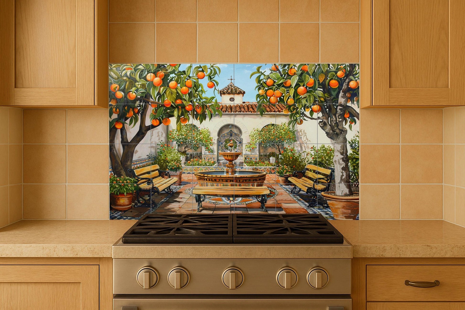 Courtyard Spanish · Ceramic Wall Mural — Culinary Wall Décor