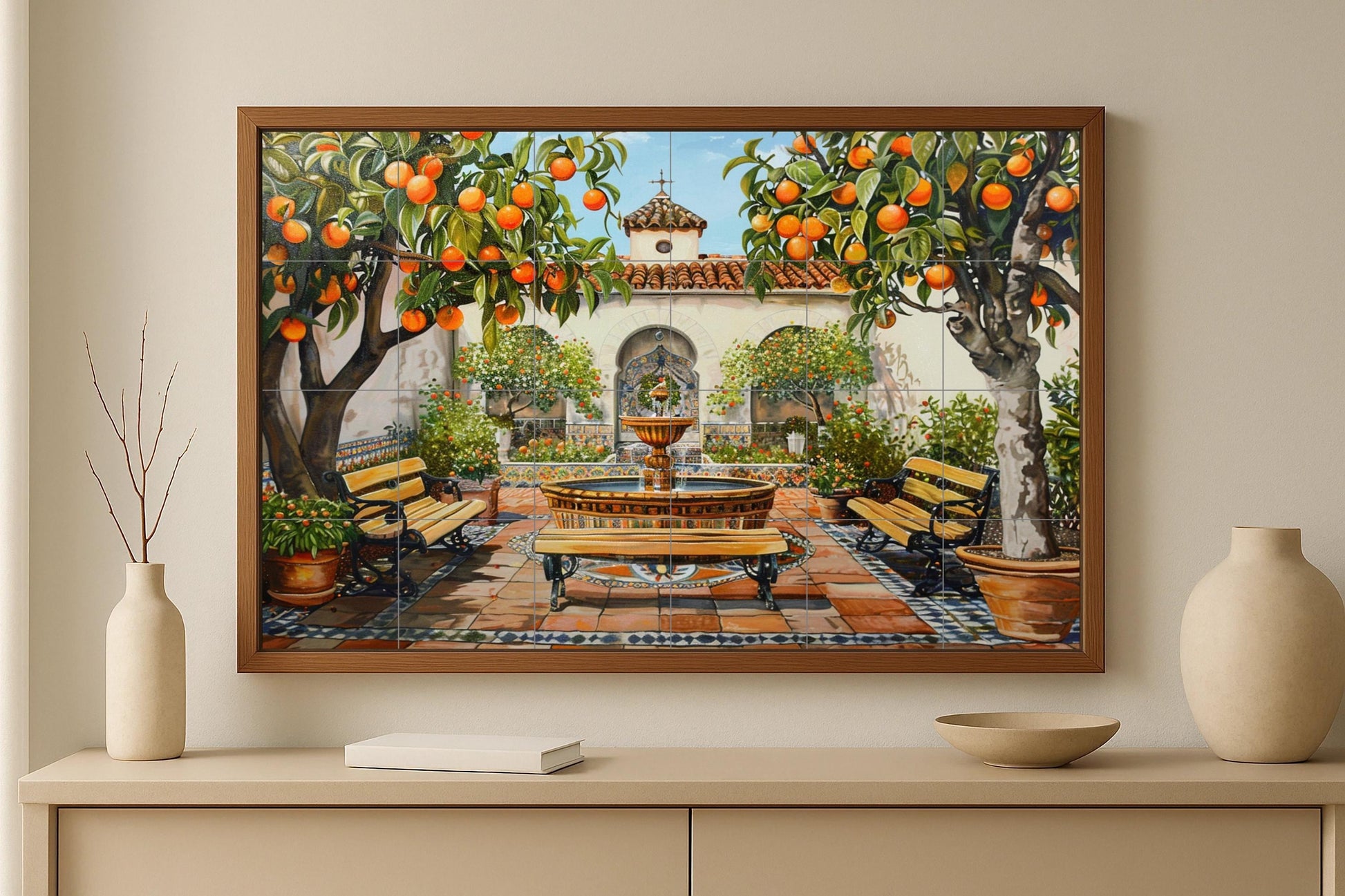 Courtyard Spanish · Ceramic Wall Mural — Culinary Wall Décor
