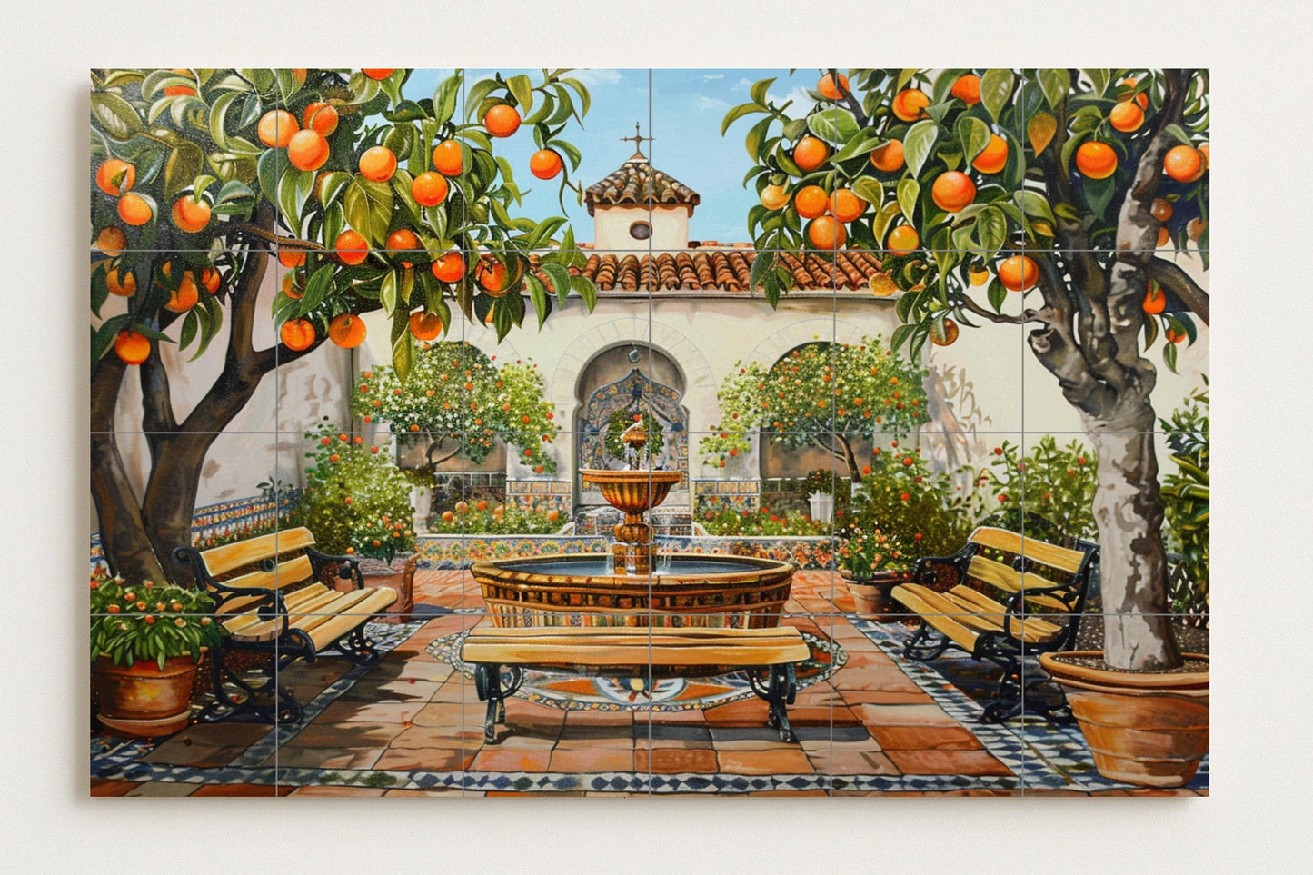 Courtyard Spanish · Ceramic Wall Mural — Culinary Wall Décor