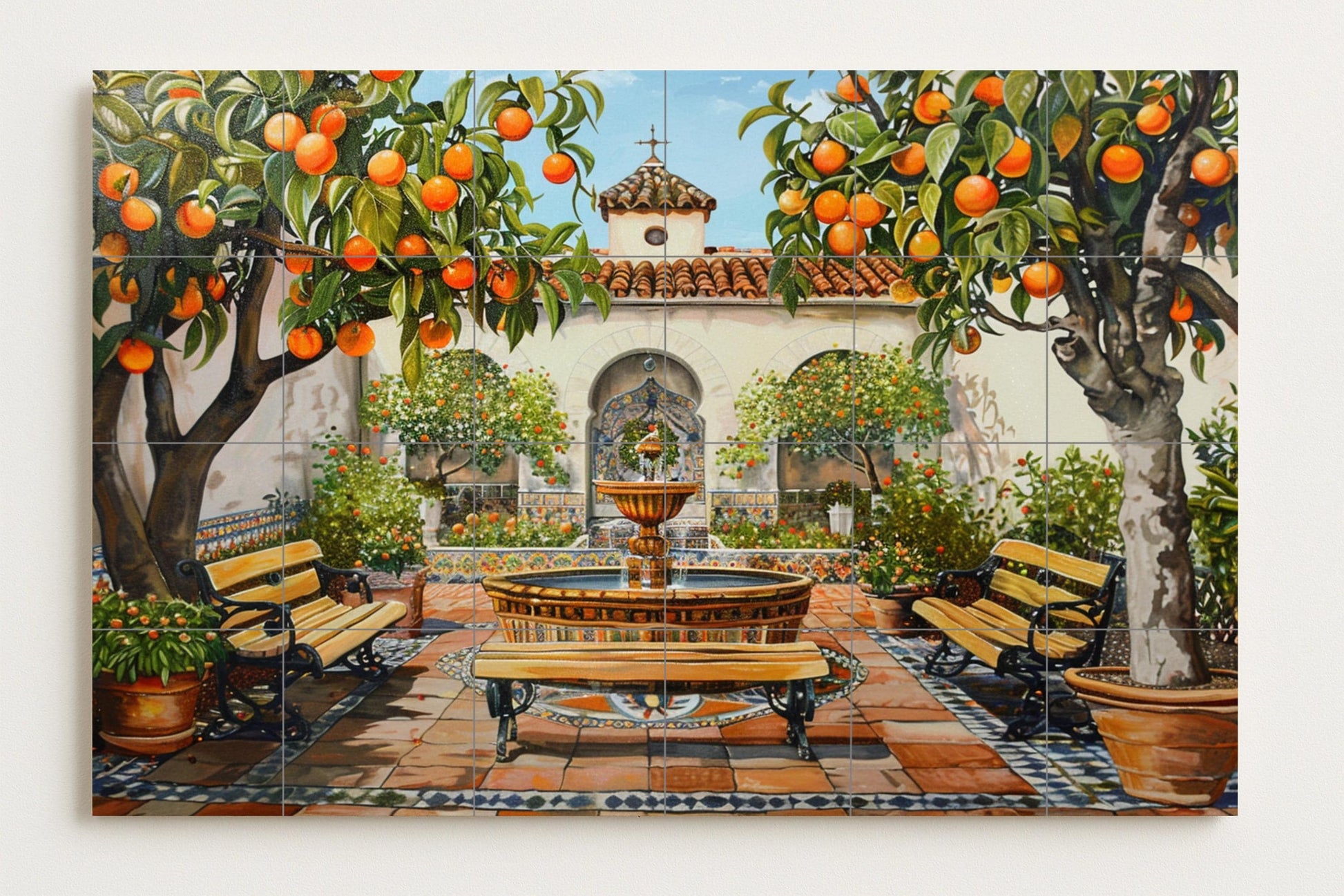 Courtyard Spanish · Ceramic Wall Mural — Culinary Wall Décor