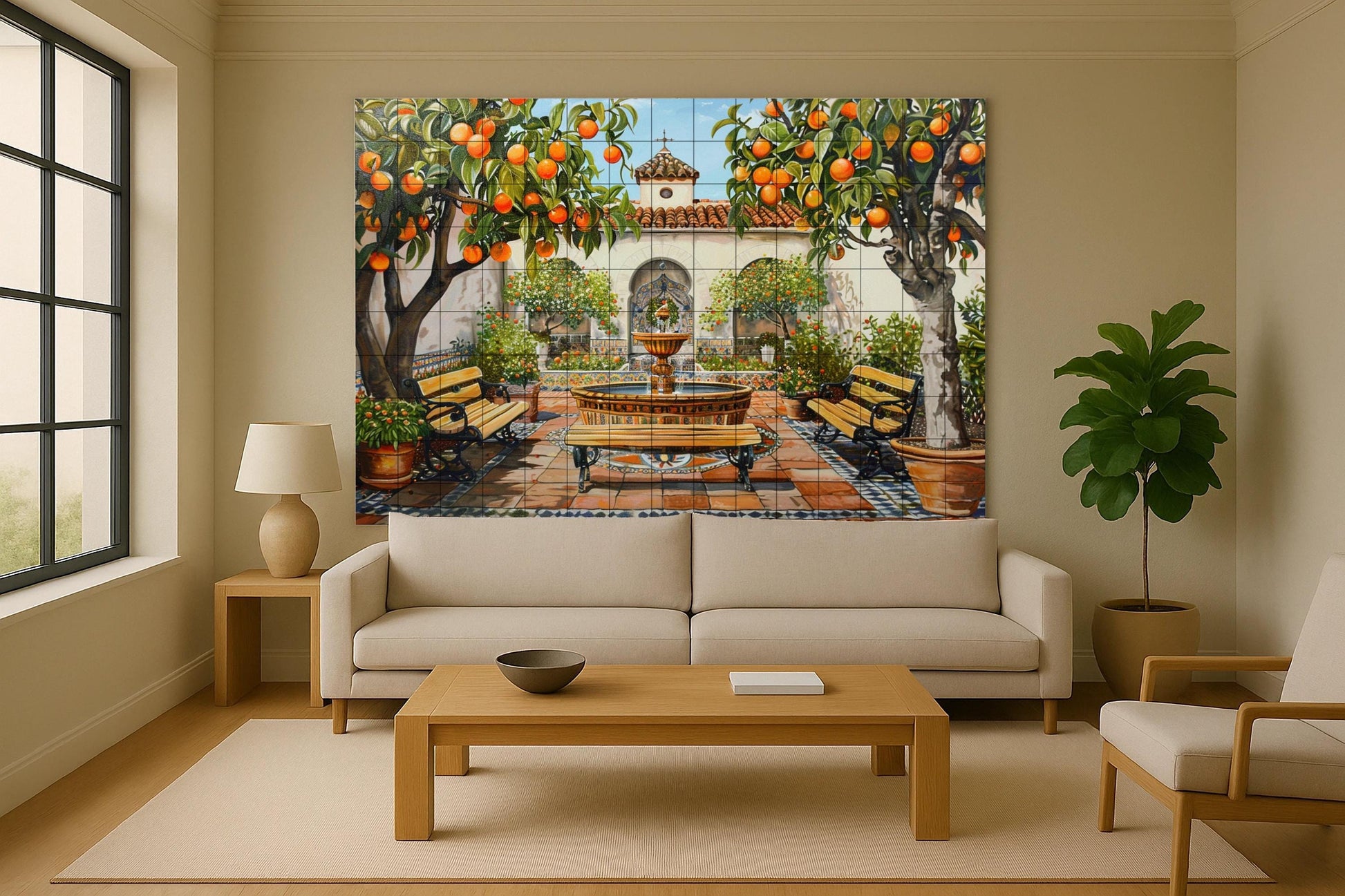 Courtyard Spanish · Ceramic Wall Mural — Culinary Wall Décor