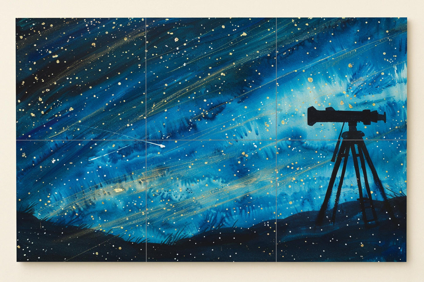 Fresque en Carrelage Nocturno de observación de estrellas — Art Mural Mythologique