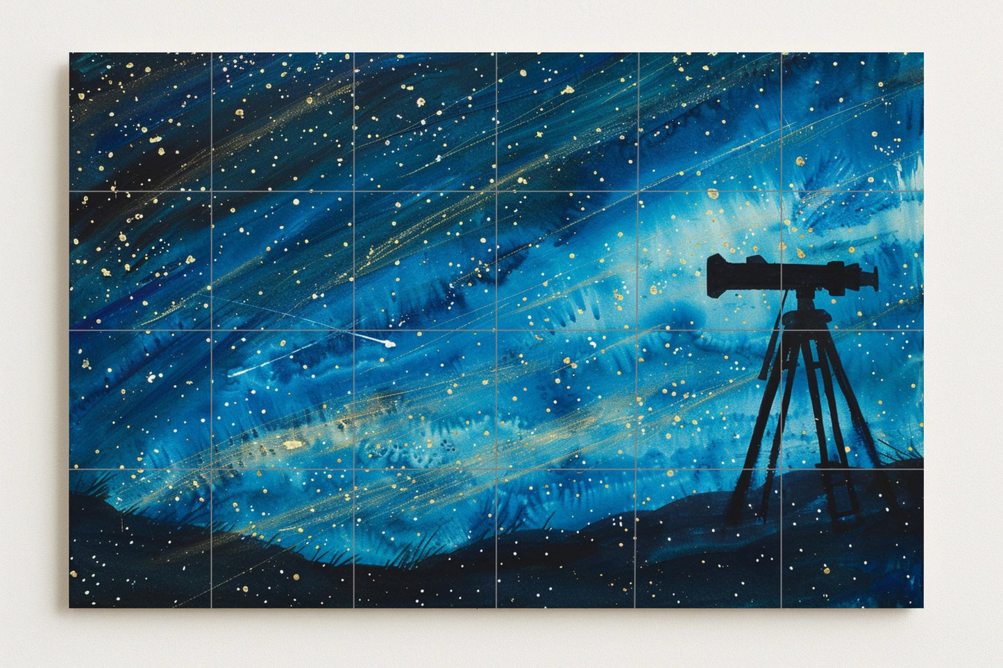Fresque en Carrelage Nocturno de observación de estrellas — Art Mural Mythologique