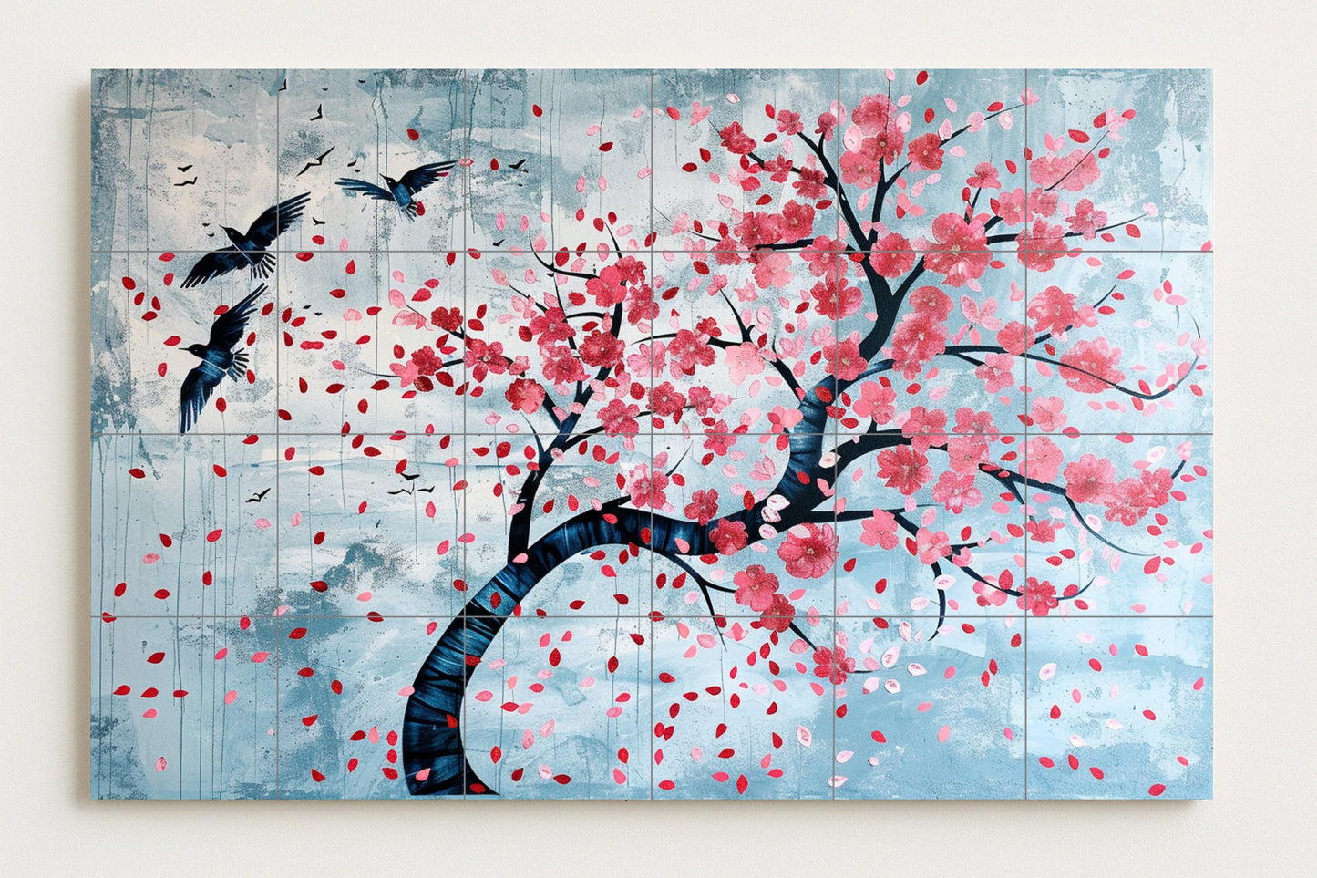 Ceramic Tile Mural: Flowers of cerezo — Flowers & Landscape Art